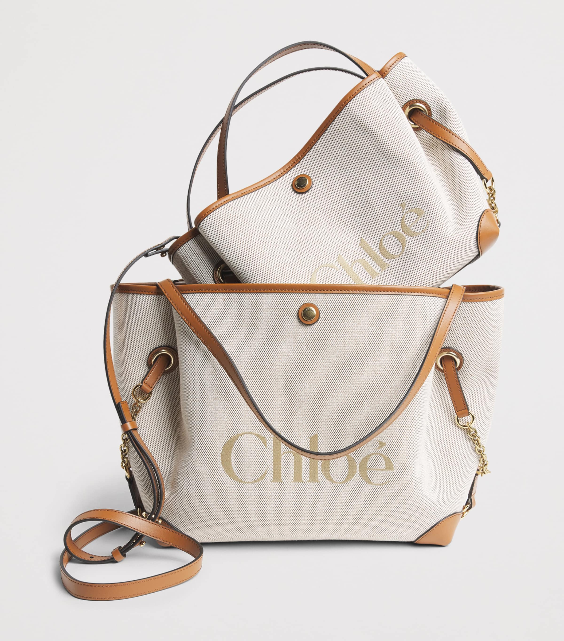 Chloé Canvas Clover Carry Tote Bag Clay Brown Image 4
