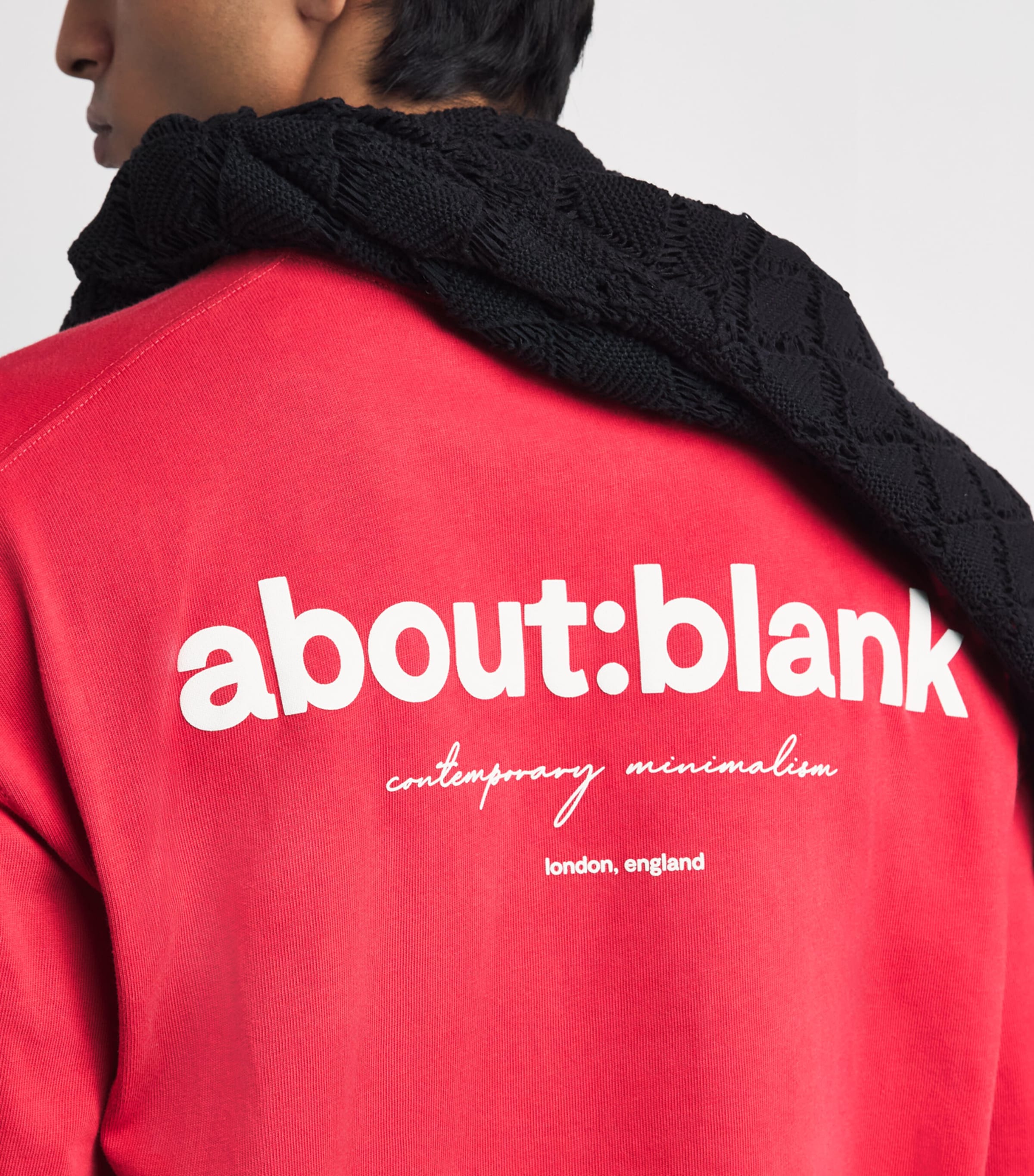 about:blank Mens Cotton Back Logo T-Shirt Red/white Image 3