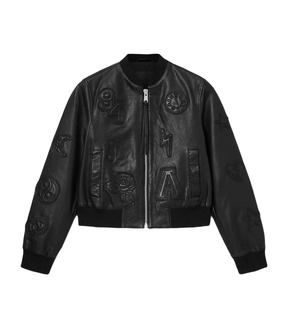 Leather Orten Bomber Jacket BLACK Image 1