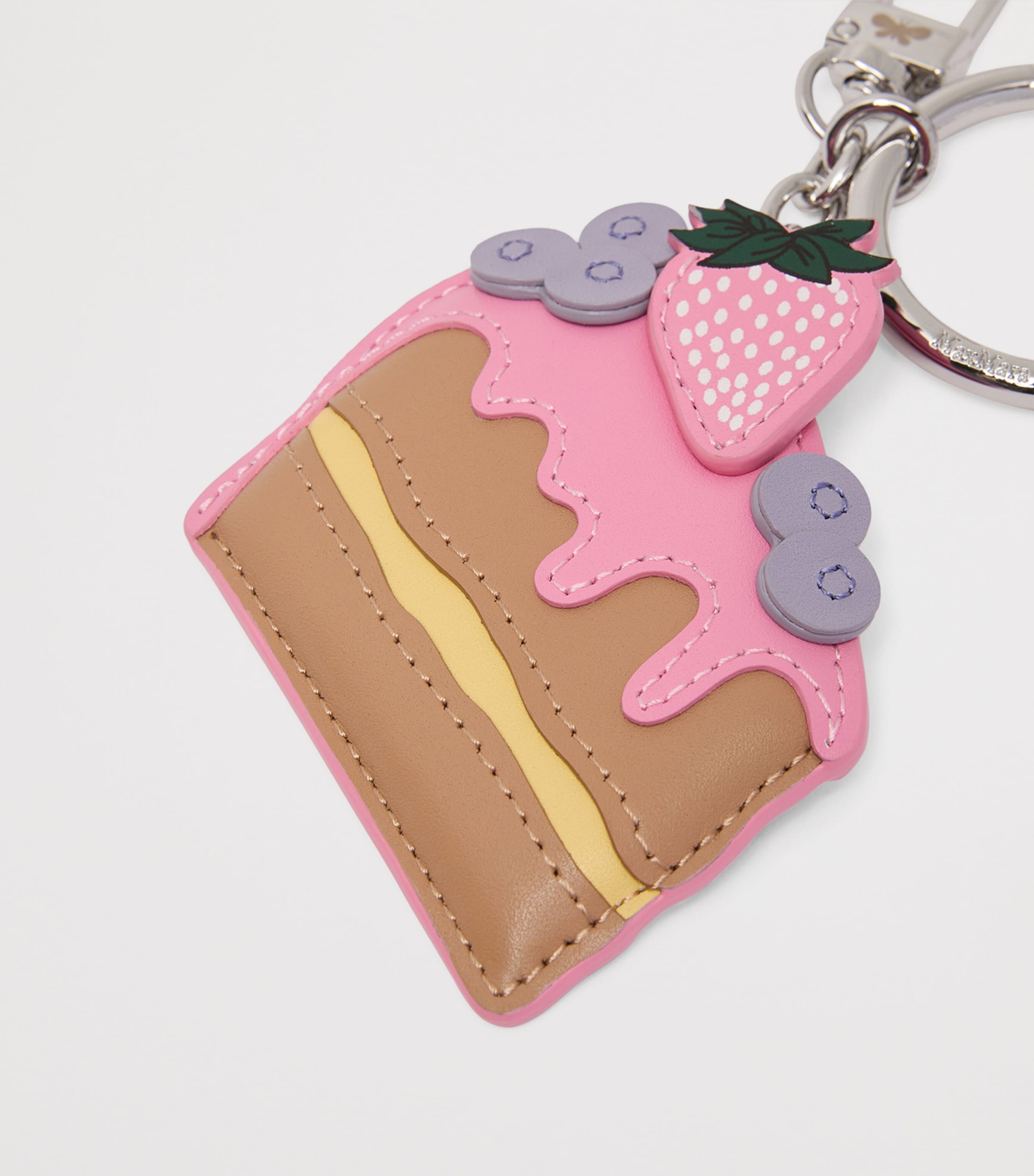 Weekend Max Mara Leather Cake Keyring Pink Image 4