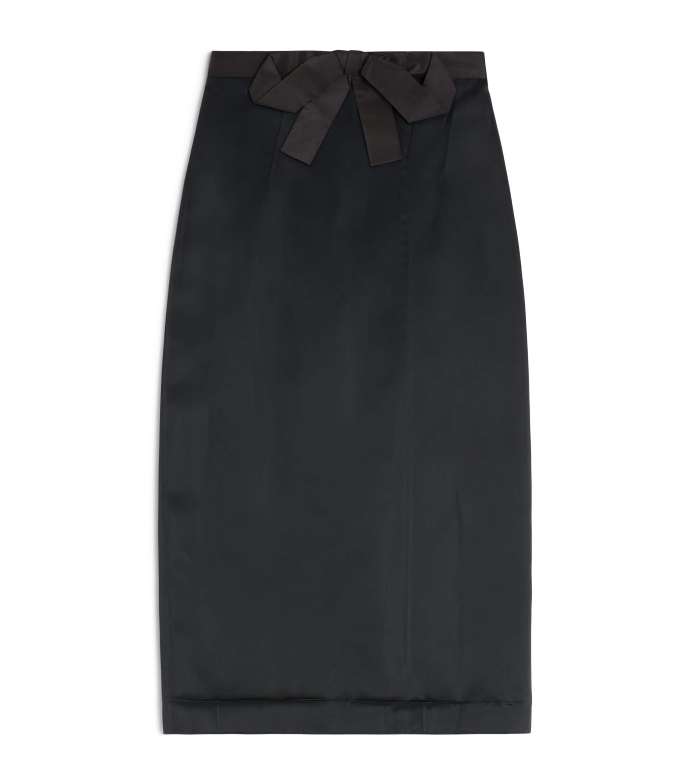 Valentino Satin Bow Midi Skirt In Black