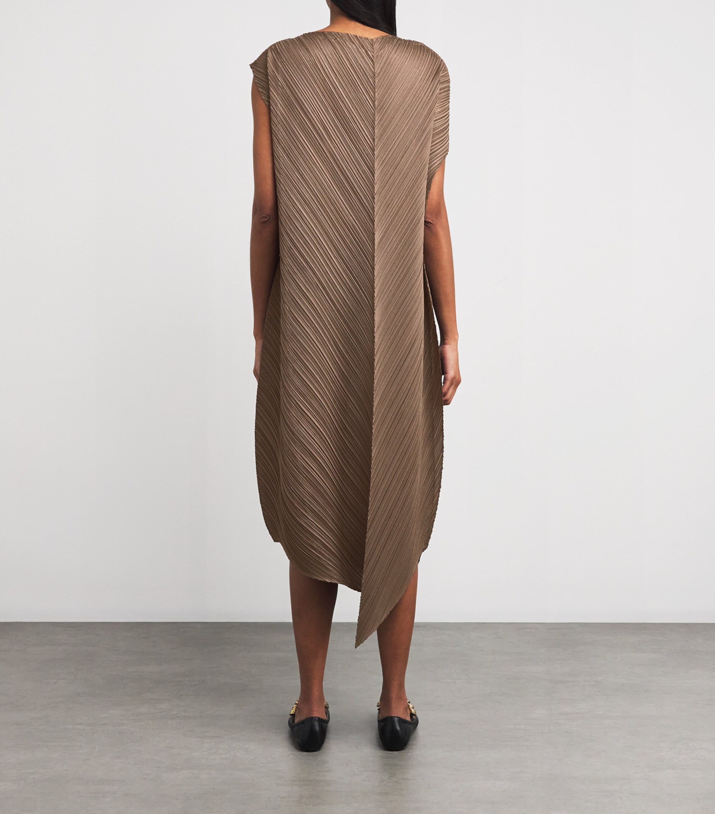 Pleats Please Issey Miyake Brown Flare Midi Dress | Harrods LK