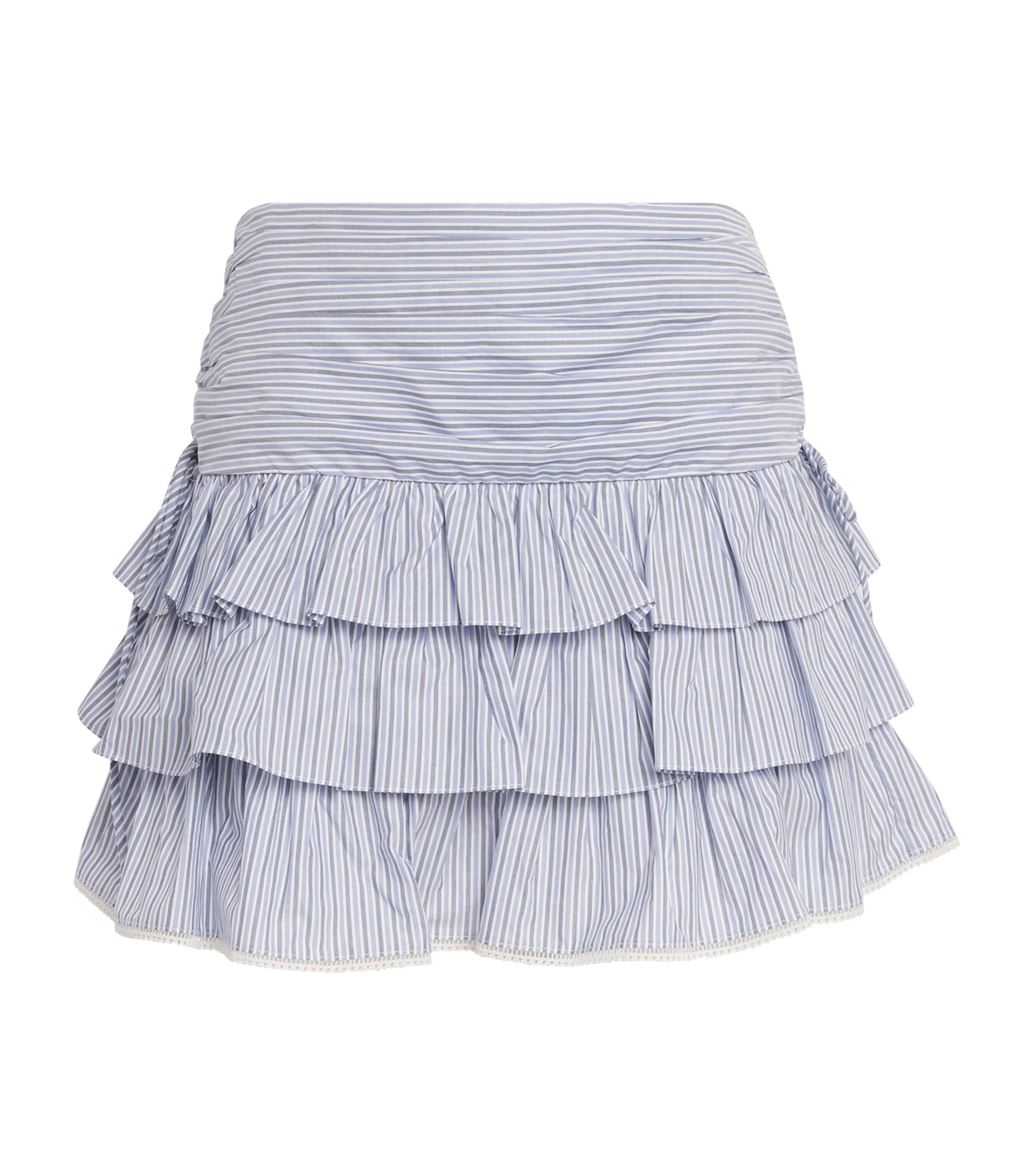 Sandro Paris Womens Cotton Stripe Mini Skirt Bleu / Marine Image 1