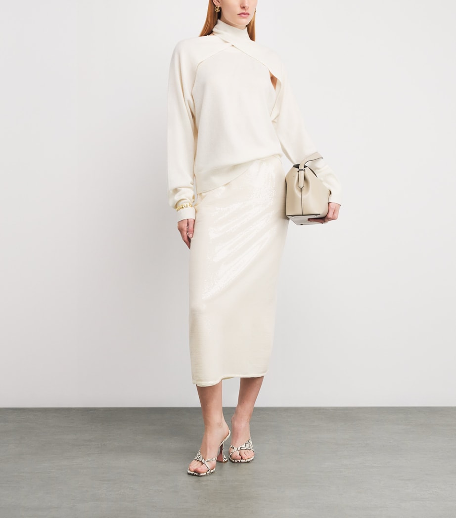Wool-Cashmere Wrap Sweater 115 IVORY Image 2