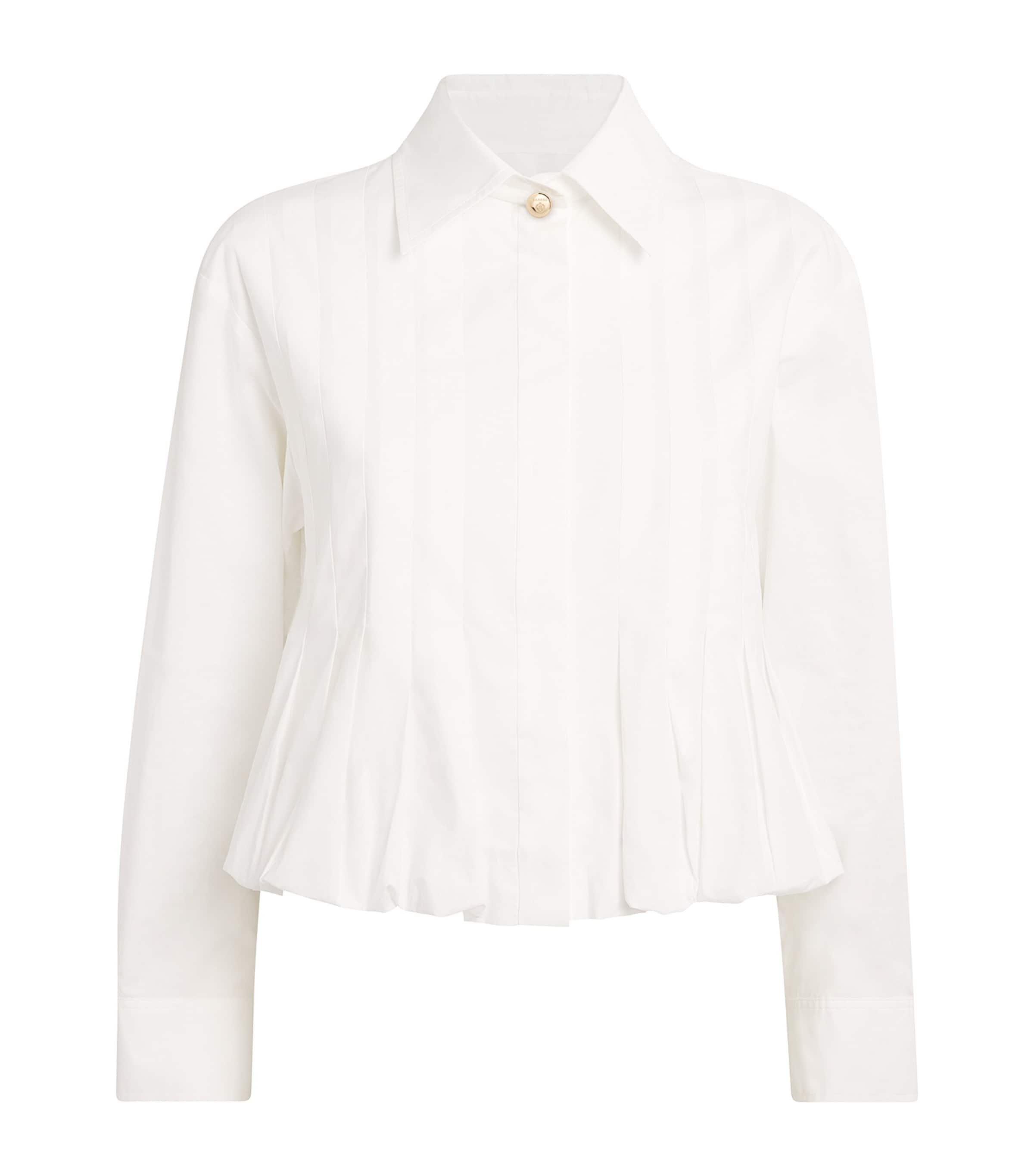 Sandro Paris Womens Cotton Pleated Shirt White Image 1