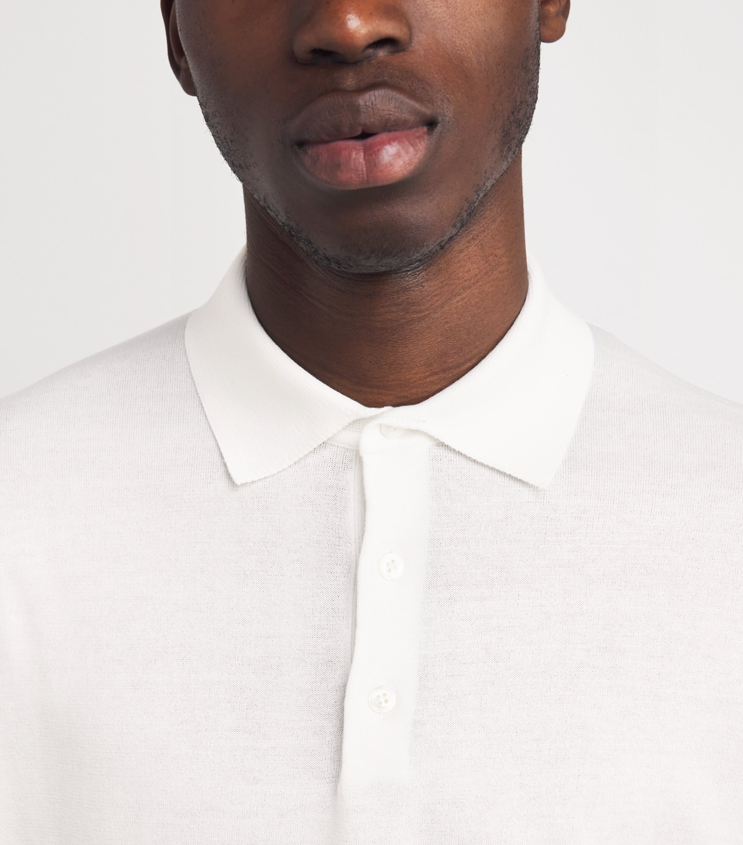 Cotton Knit Polo Shirt 100 WHITE Image 6