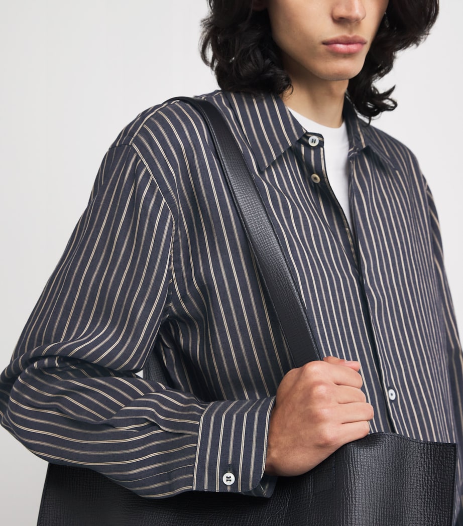 Cotton Stripe Oversized Shirt INDIGO Image 6