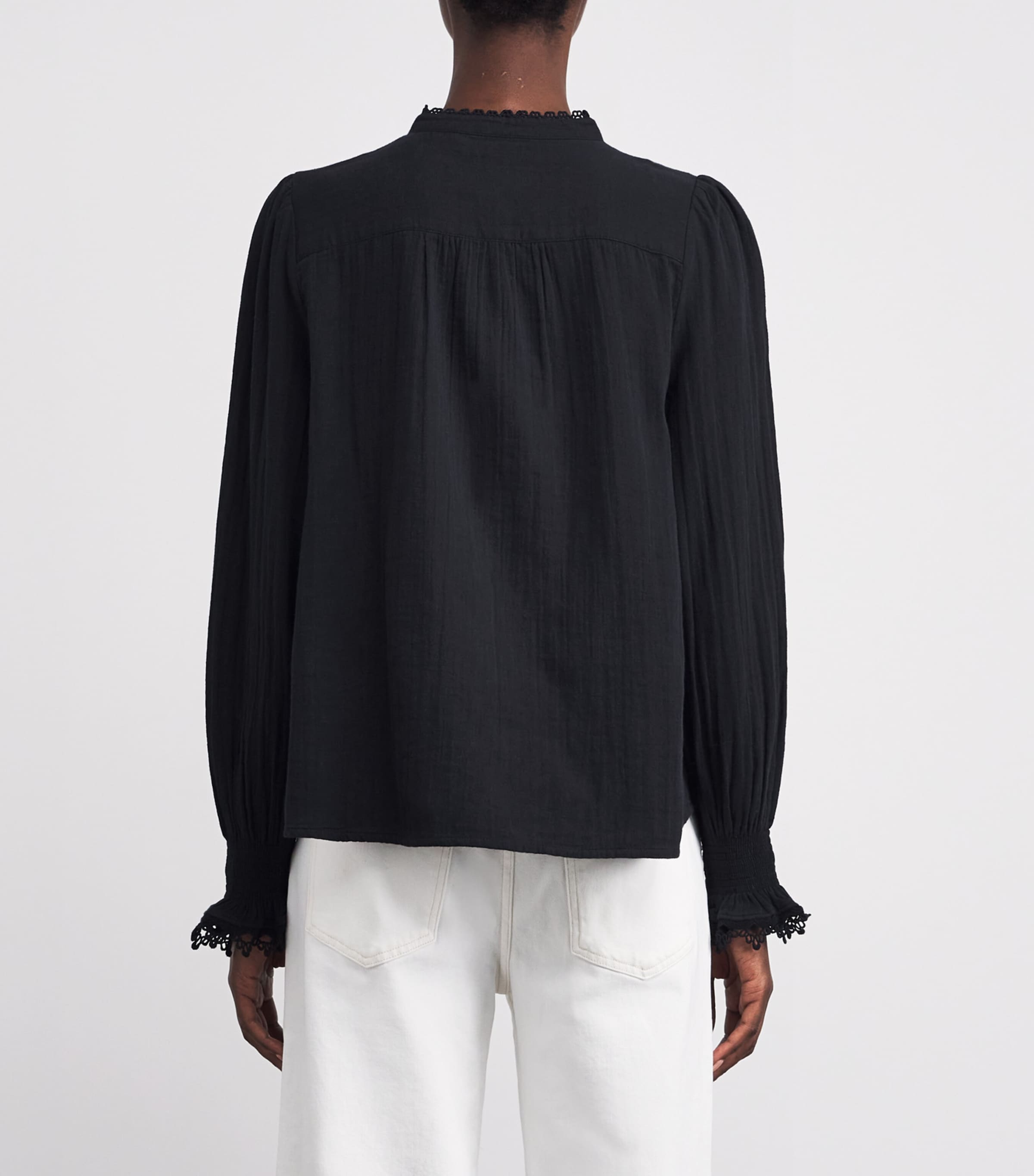 Cotton Embroidered Blouse NAVY Image 4