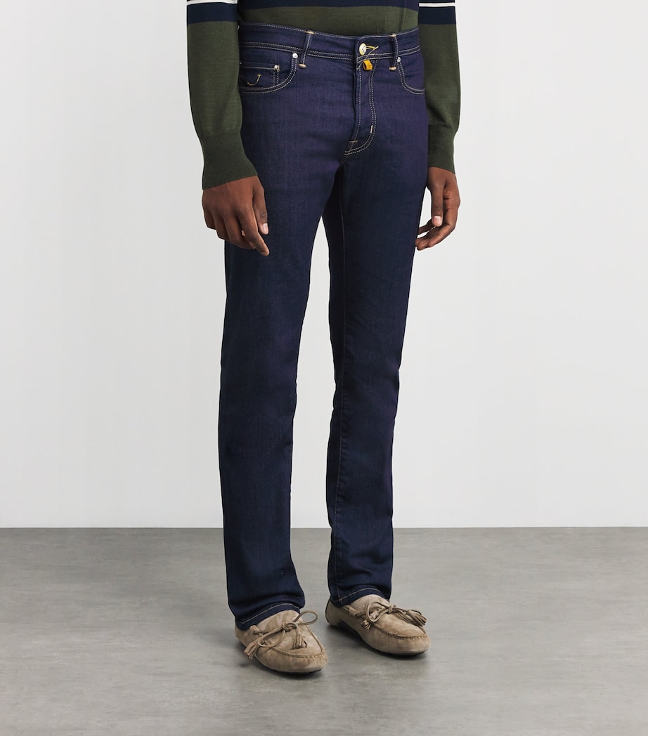 Ostrich Leather-Patch Slim Bard Jeans 100D Image 3