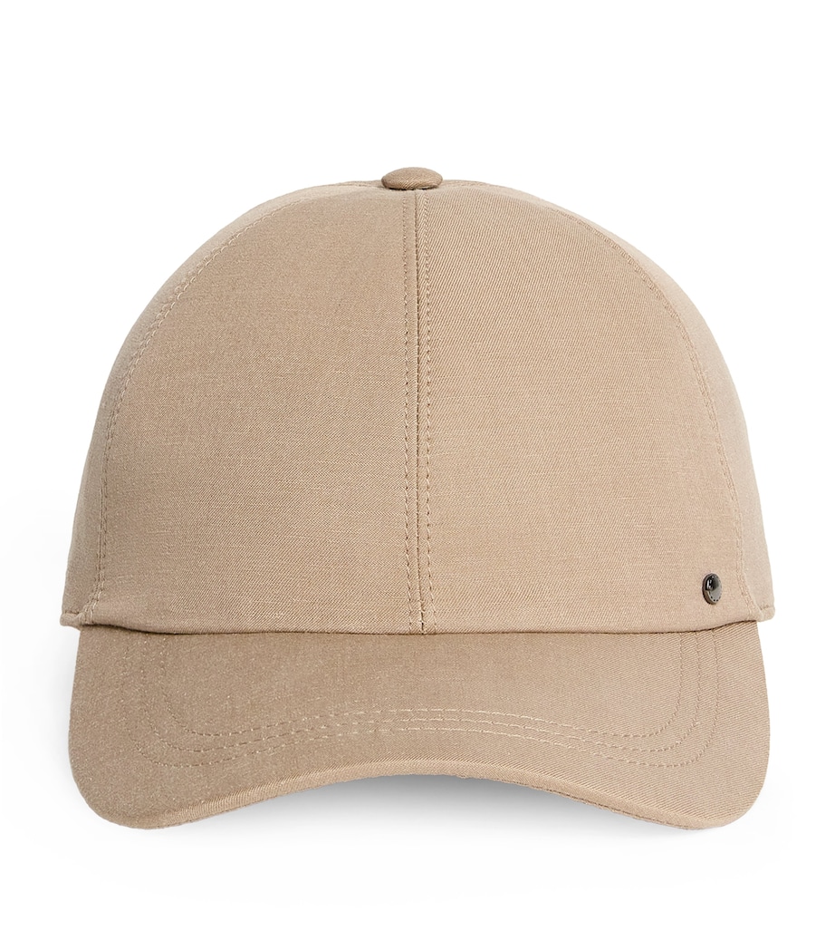 Canali Linen-Silk Baseball Cap Beige Image 1