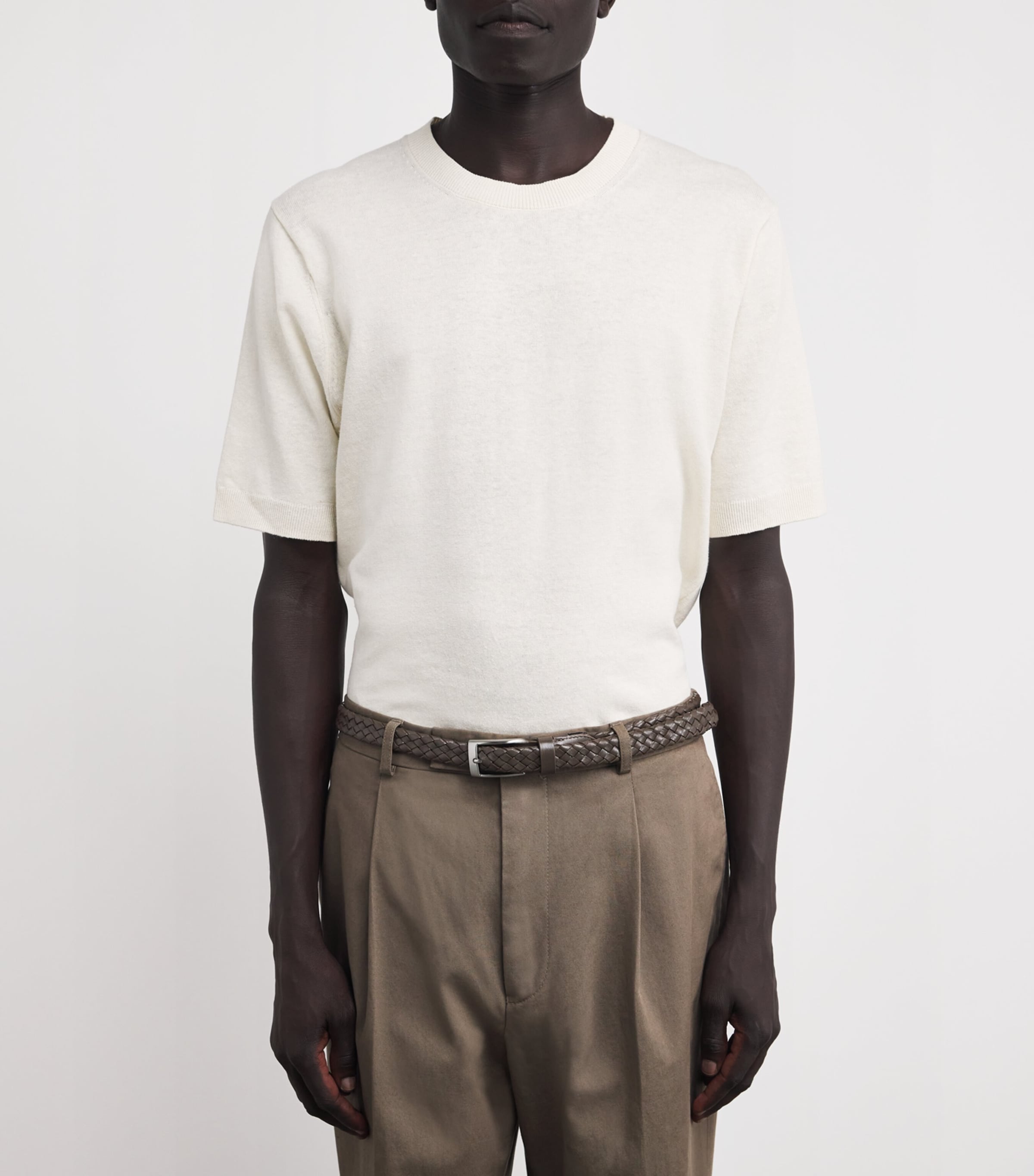 Canali Leather Weaved Belt Brown Image 2