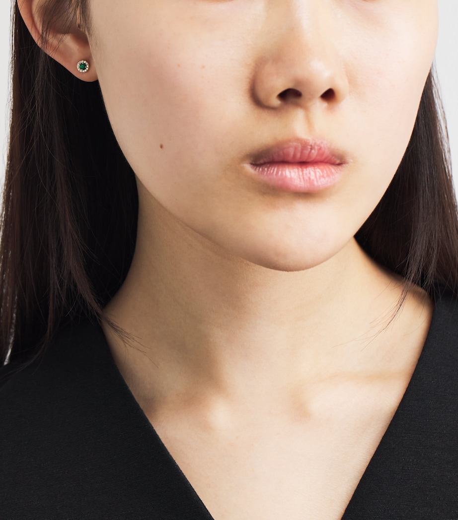 Suzanne Kalan Mini Yellow Gold, Diamond and Emerald Bold Stud Earrings Yg/emer Image 4
