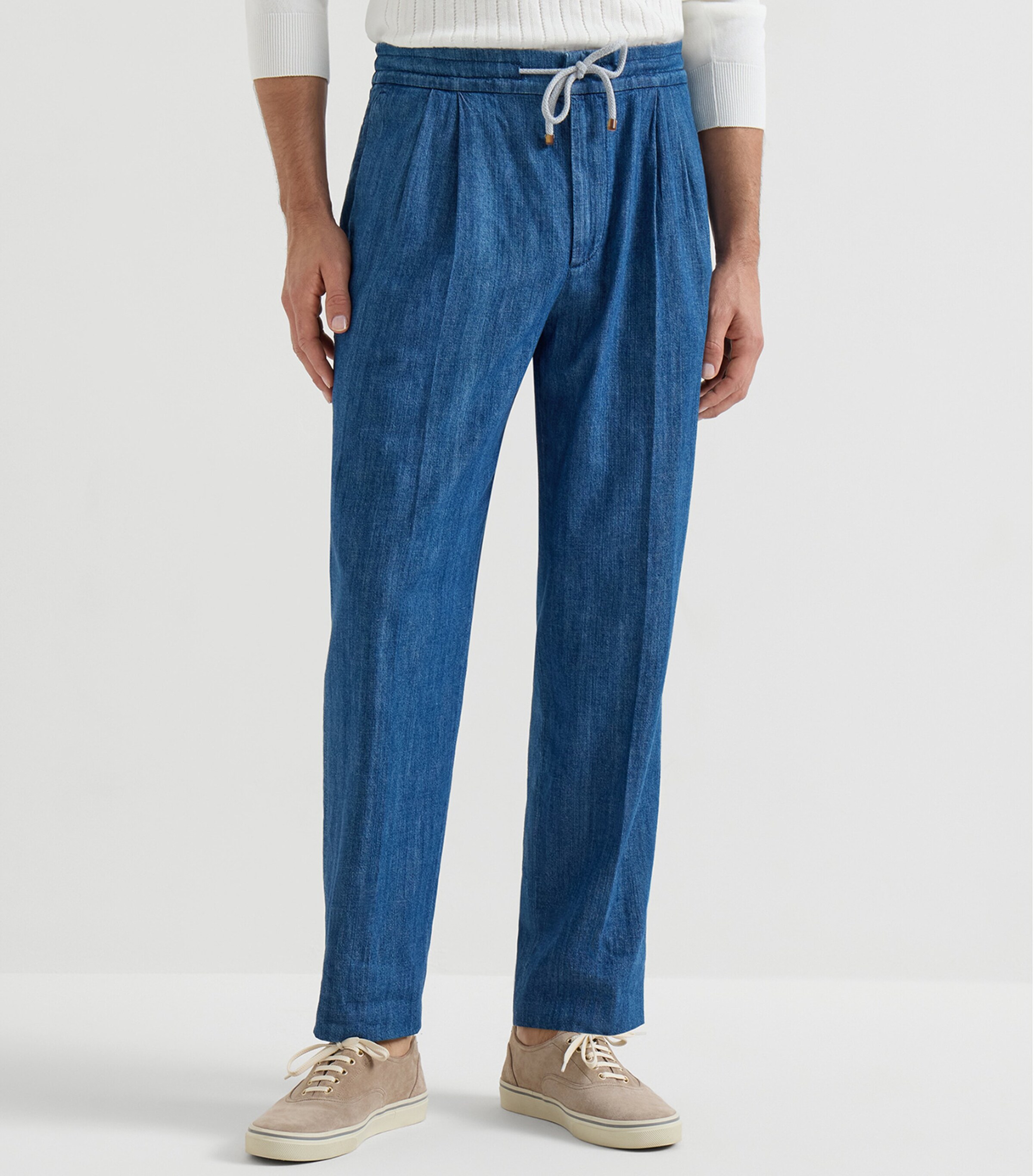 Brunello Cucinelli Mens Denim Drawstring Trousers Image 3
