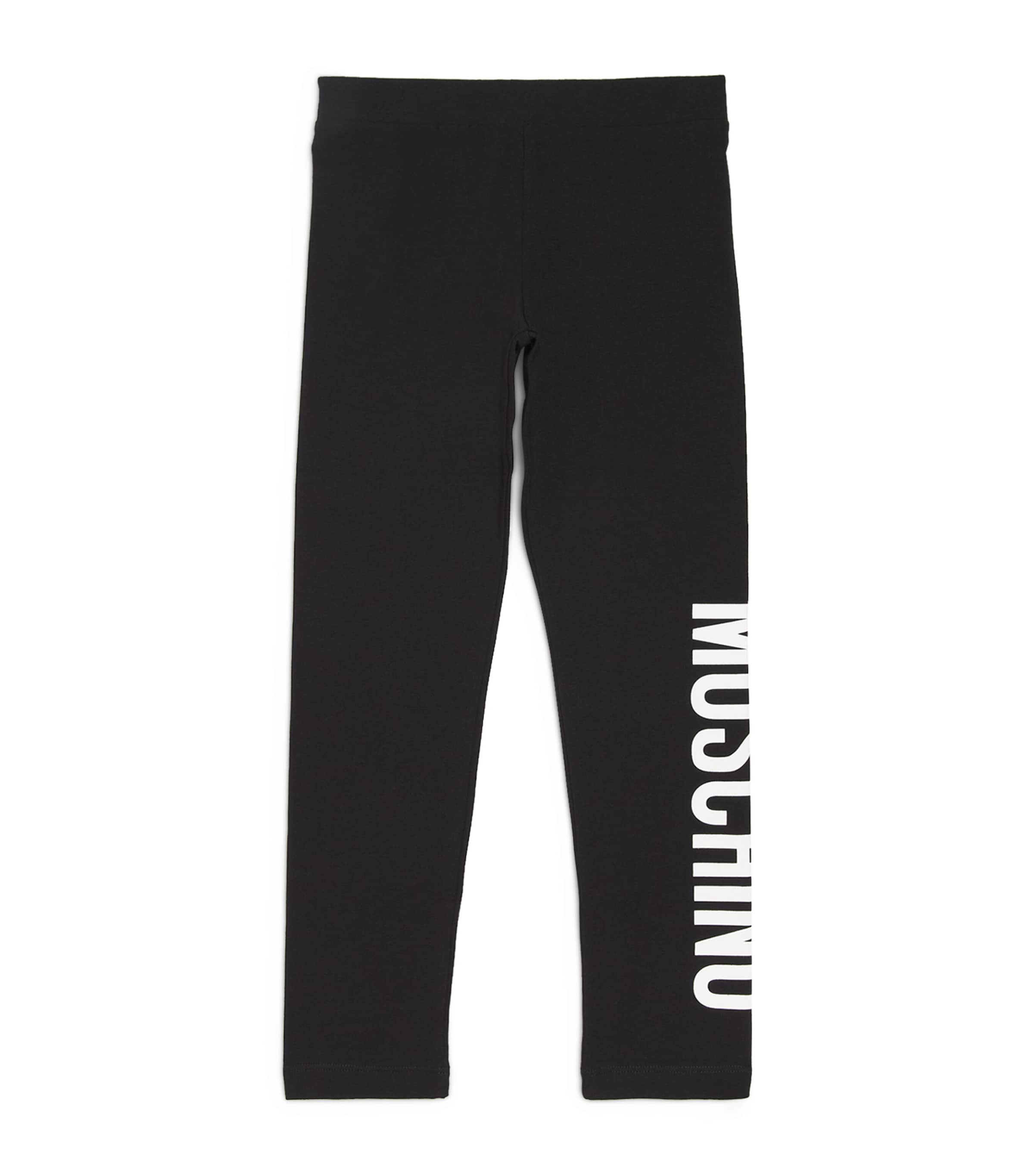 Shop Moschino Stretch-cotton Logo Leggings In Black