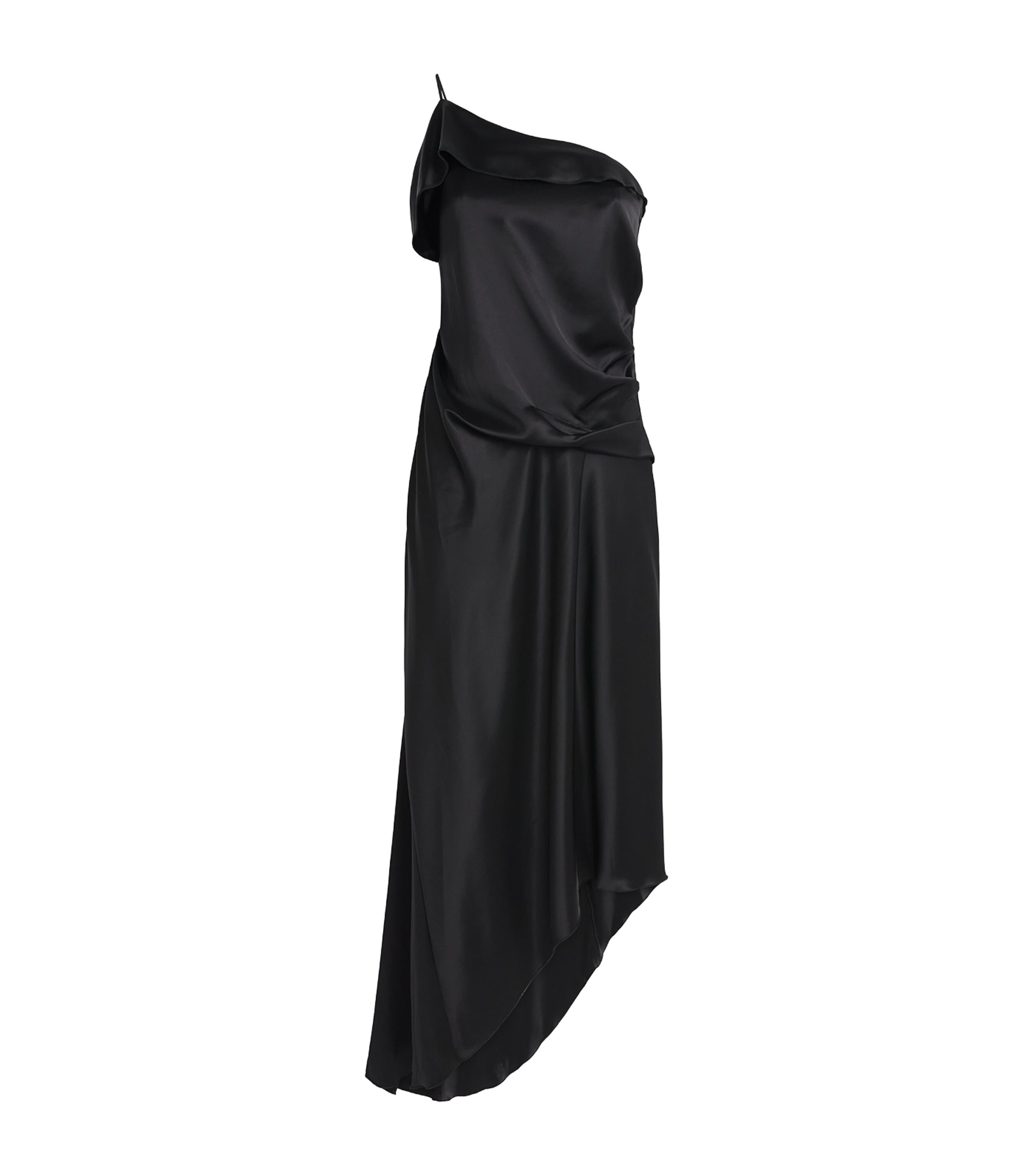 CAMILLA AND MARC Womens Silk Asymmetric Odessa Maxi Dress Dblk Black Image 1