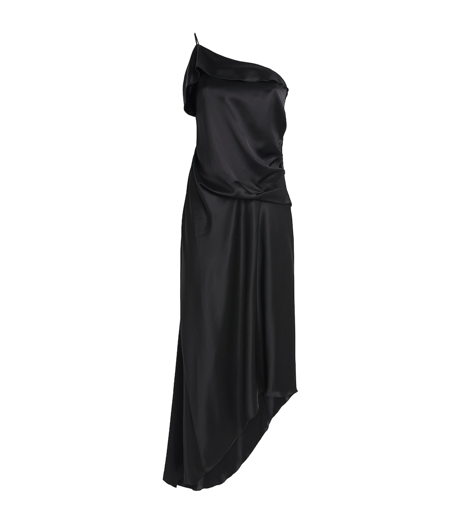 CAMILLA AND MARC Womens Silk Asymmetric Odessa Maxi Dress Dblk Black Image 1