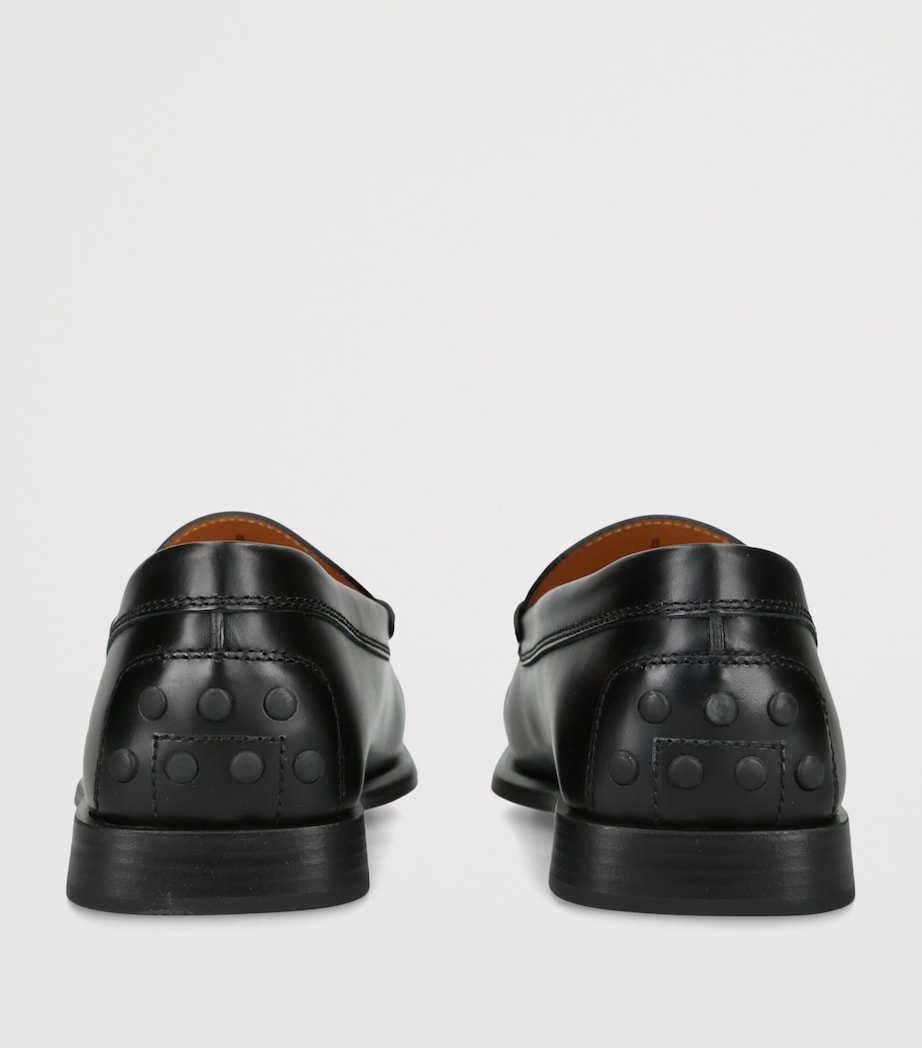 Tod's Leather Arricciato Gomma Loafers Black Image 4