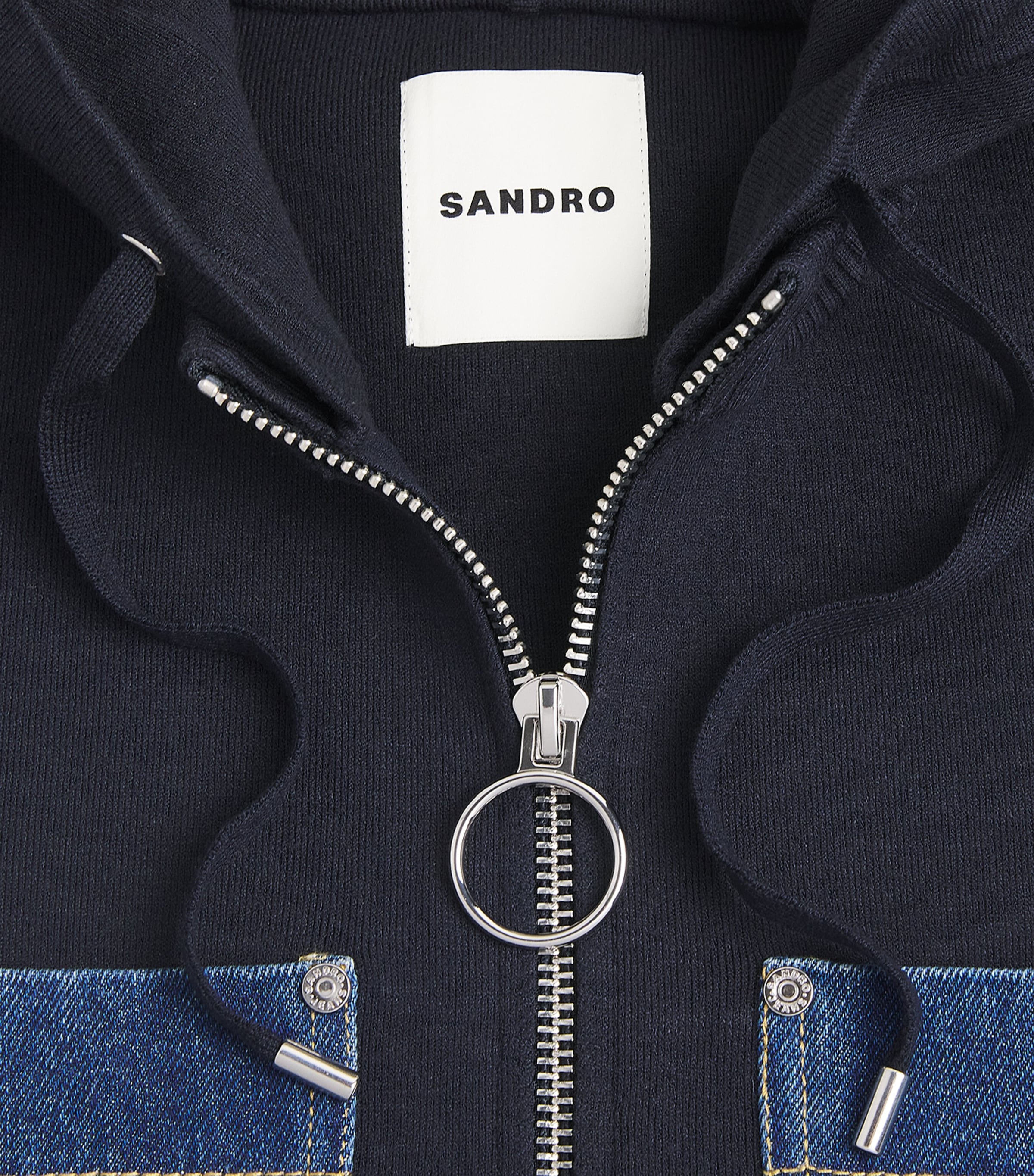 Sandro Paris Womens Zip-Up Hoodie Navy Blue Image 5