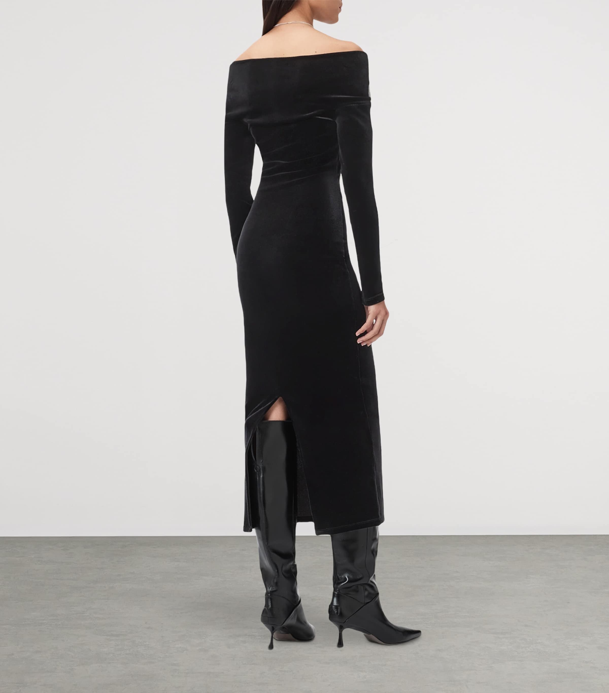 Velvet Delta Midi Dress BLACK Image 4