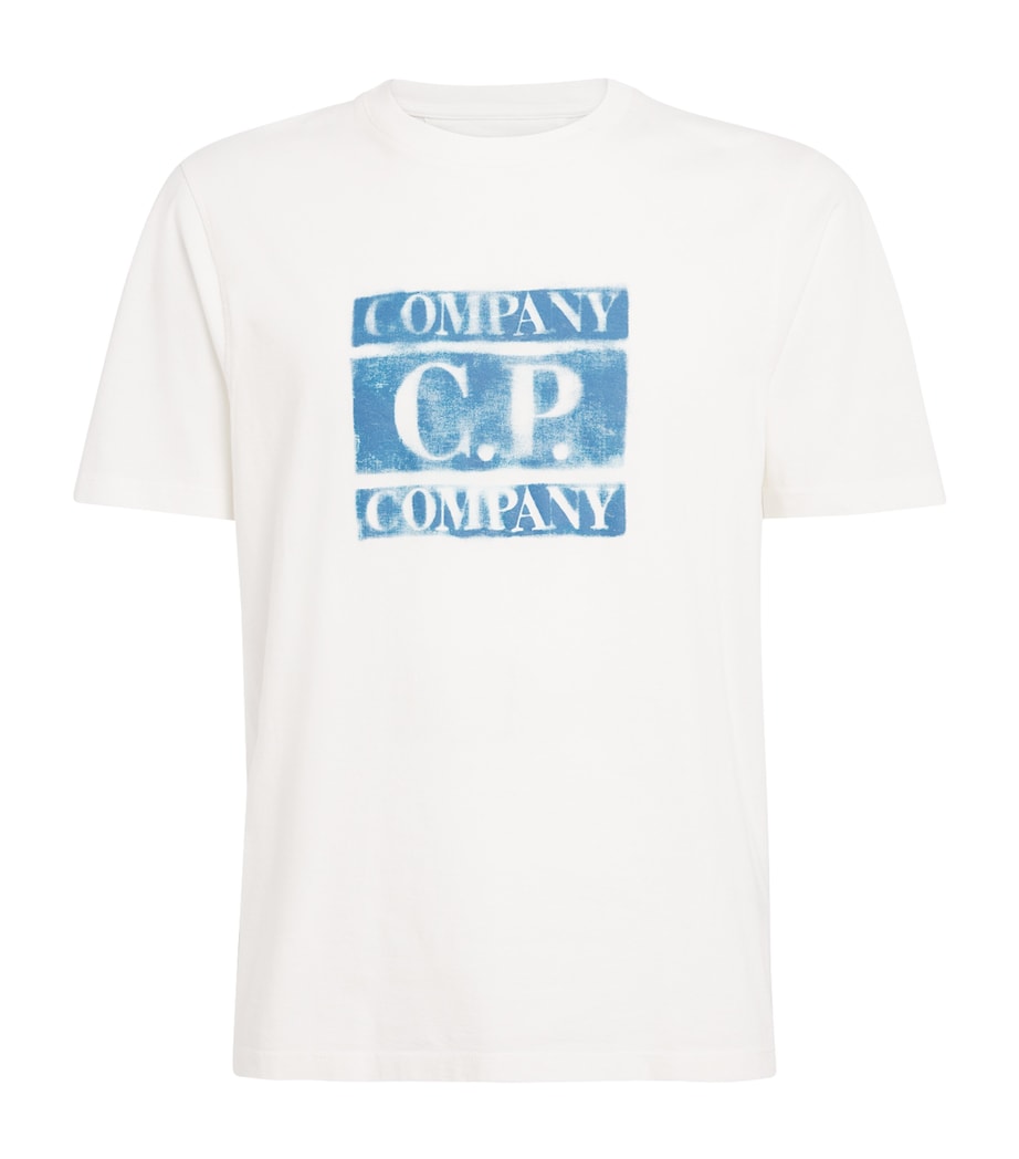 C.P. Company Mens Cotton Graffiti Logo T-Shirt Gauze White Image 1