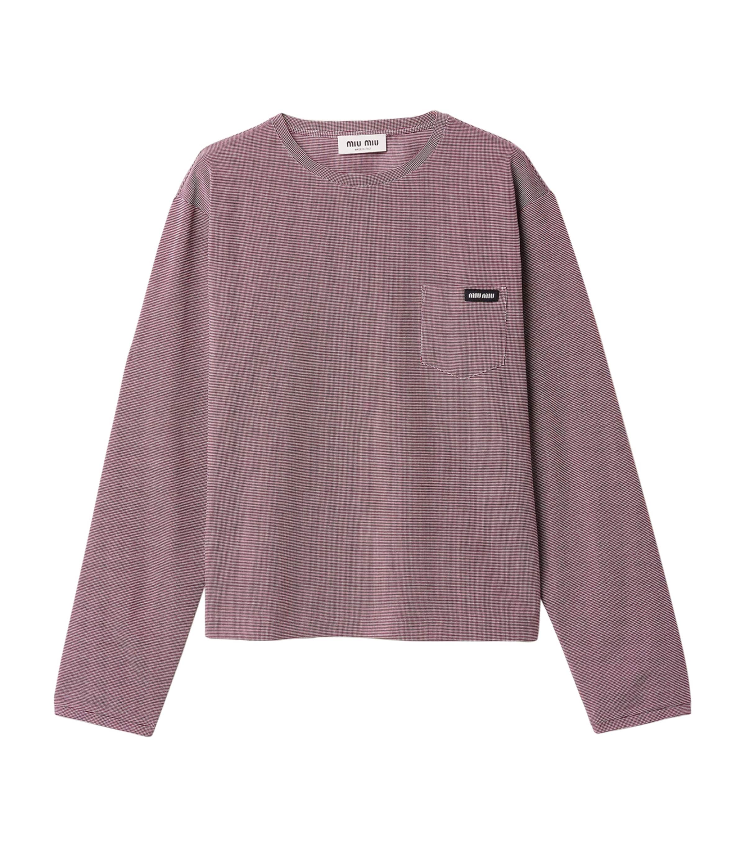Miu Miu Womens Cotton Jacquard T-Shirt Image 1