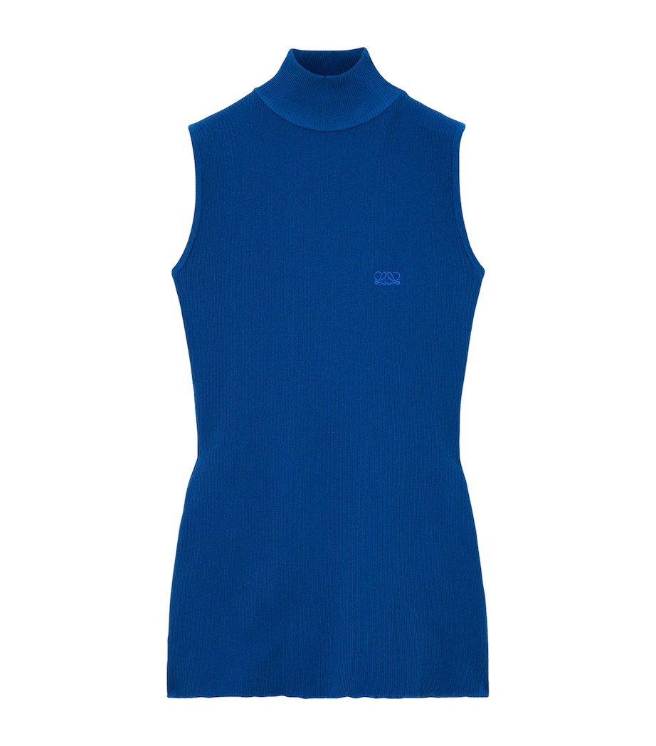 LOEWE Womens Sleeveless Rollneck Top Blue Image 1
