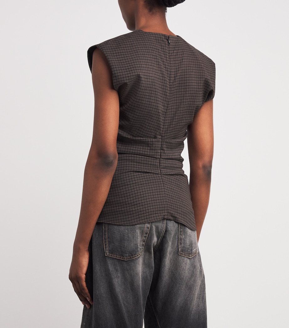 Stretch-Wool Check Tanado Top MULTI BROWN Image 4