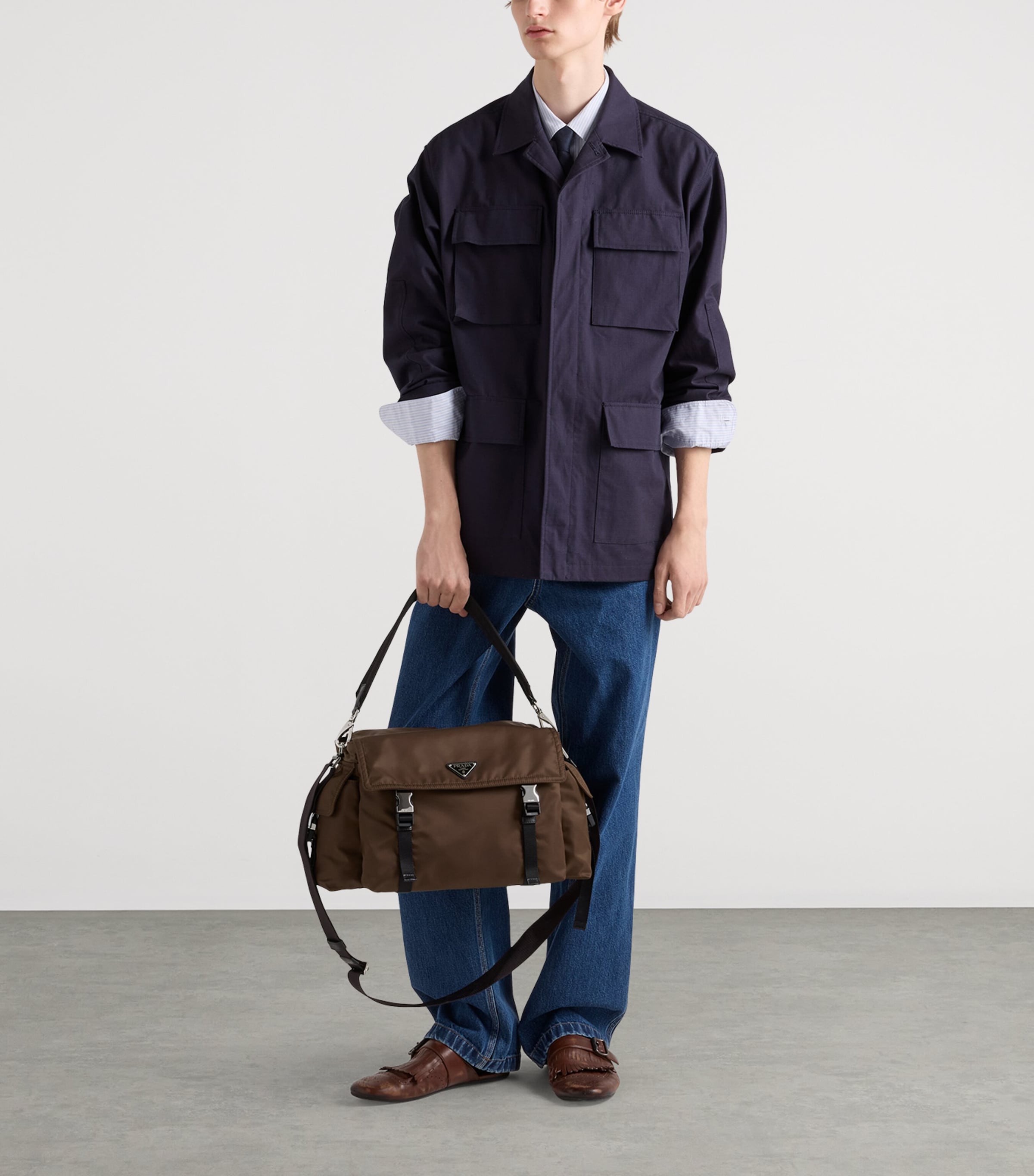 Prada Re-Nylon and Leather Messenger Bag Image 2