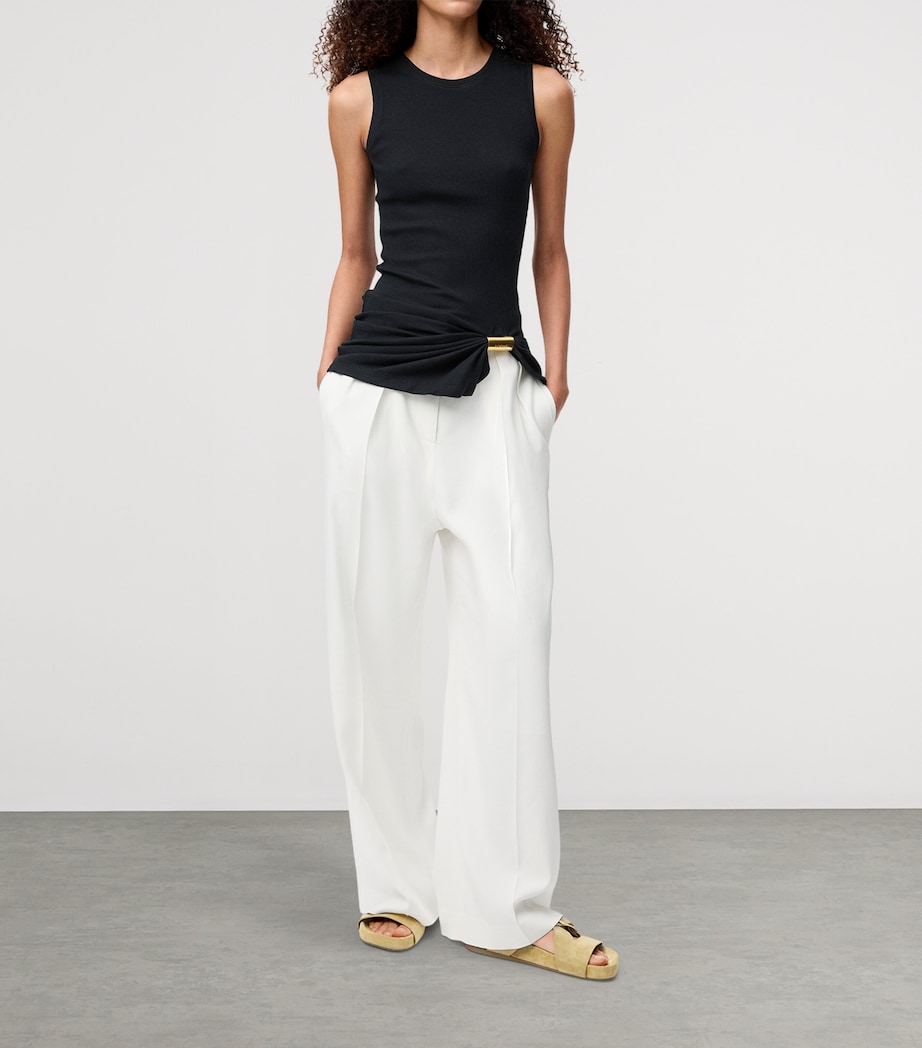 Cotton Draped Tank Top BLACK Image 2