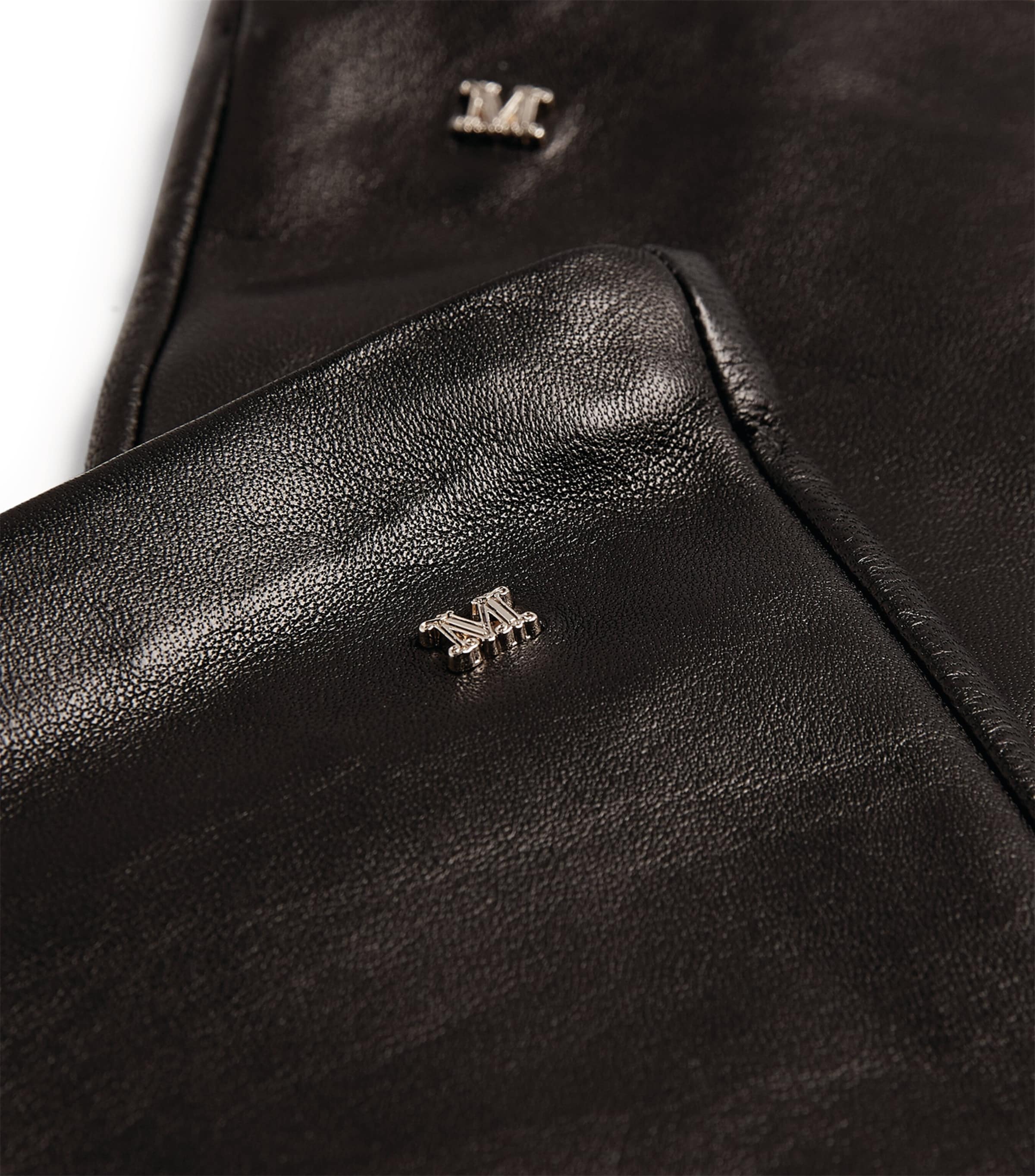 Max Mara Leather Elbow-Length Gloves Black Image 2