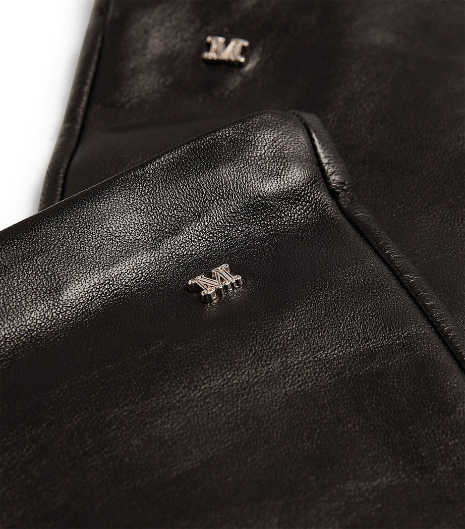 Max Mara Leather Elbow-Length Gloves Black Image 2