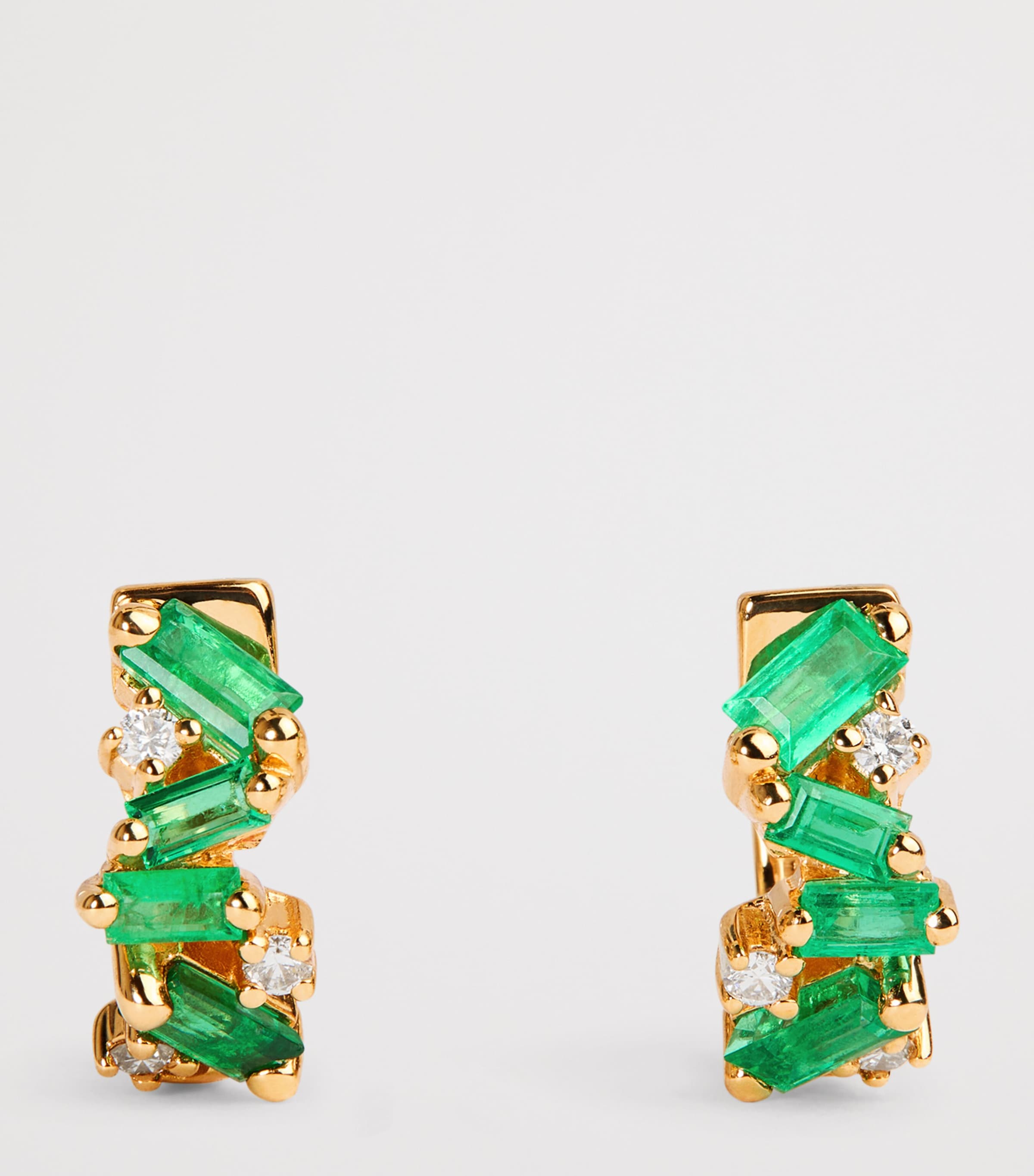 Yellow Gold and Emerald Frenzy Huggie Earrings 18K YG/EMER Image 3