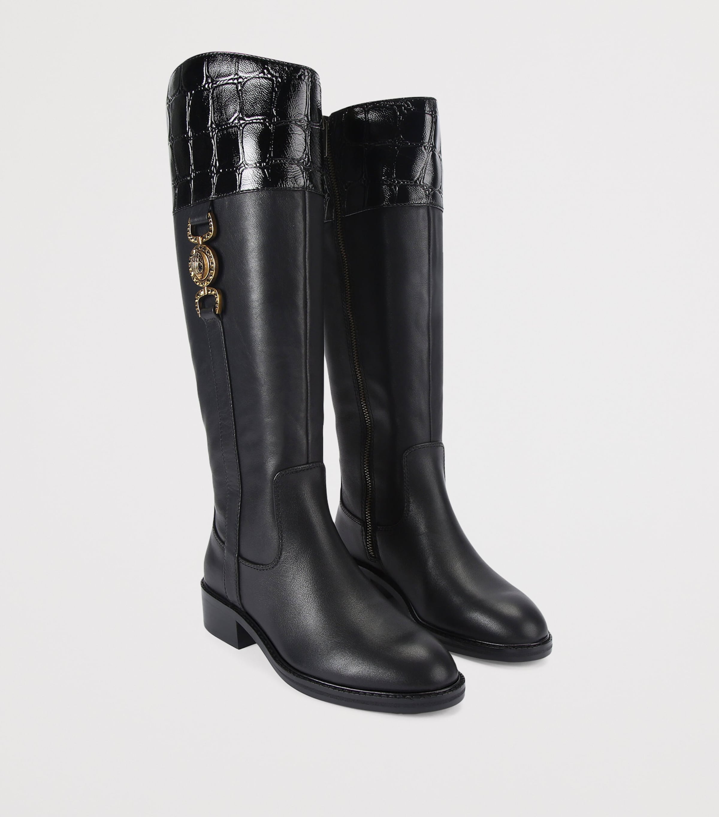 Leather Mansion Knee-High Boots BLACK Image 4