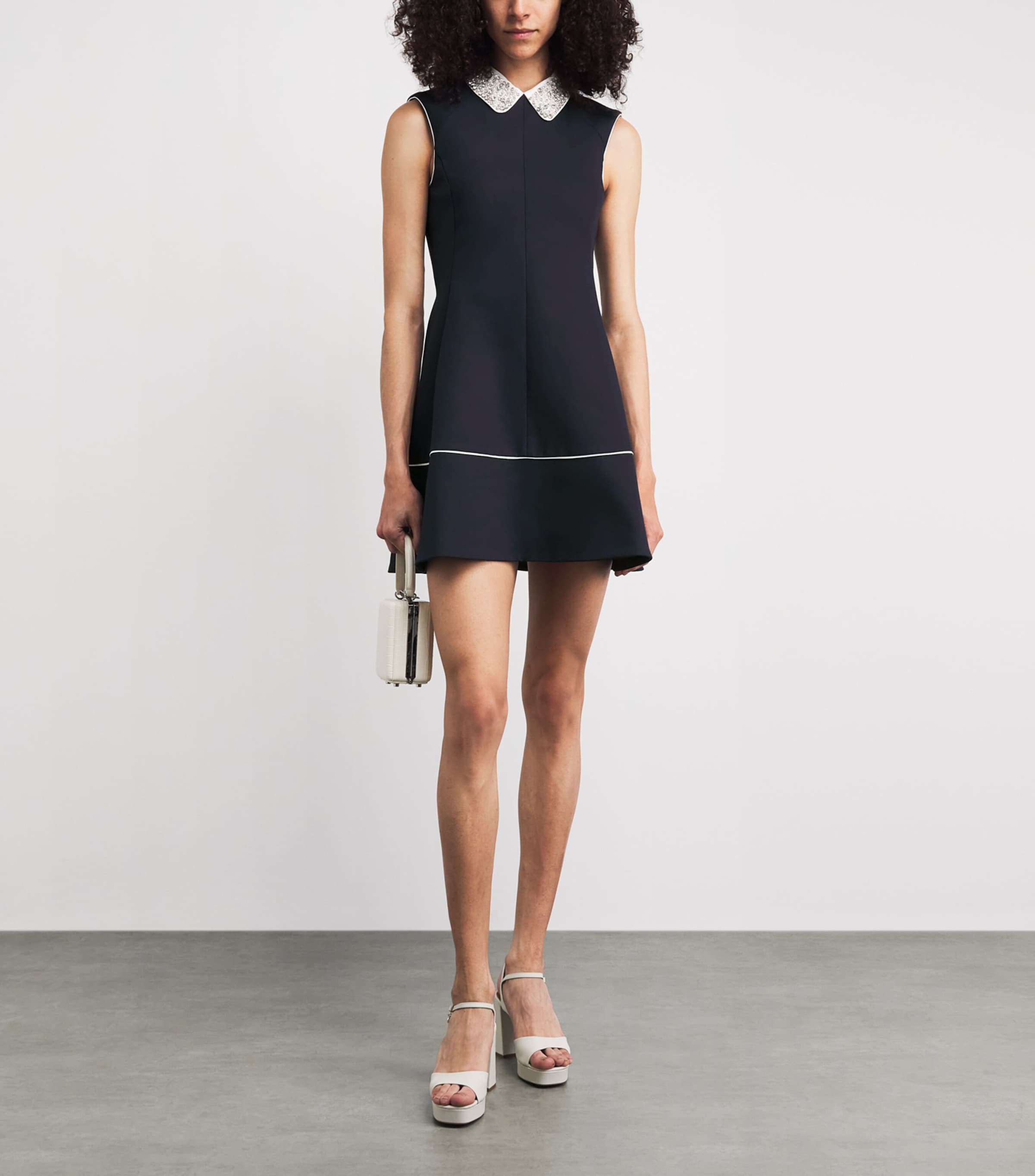 Maje Womens Embellished Collar Mini Dress Navy Image 2