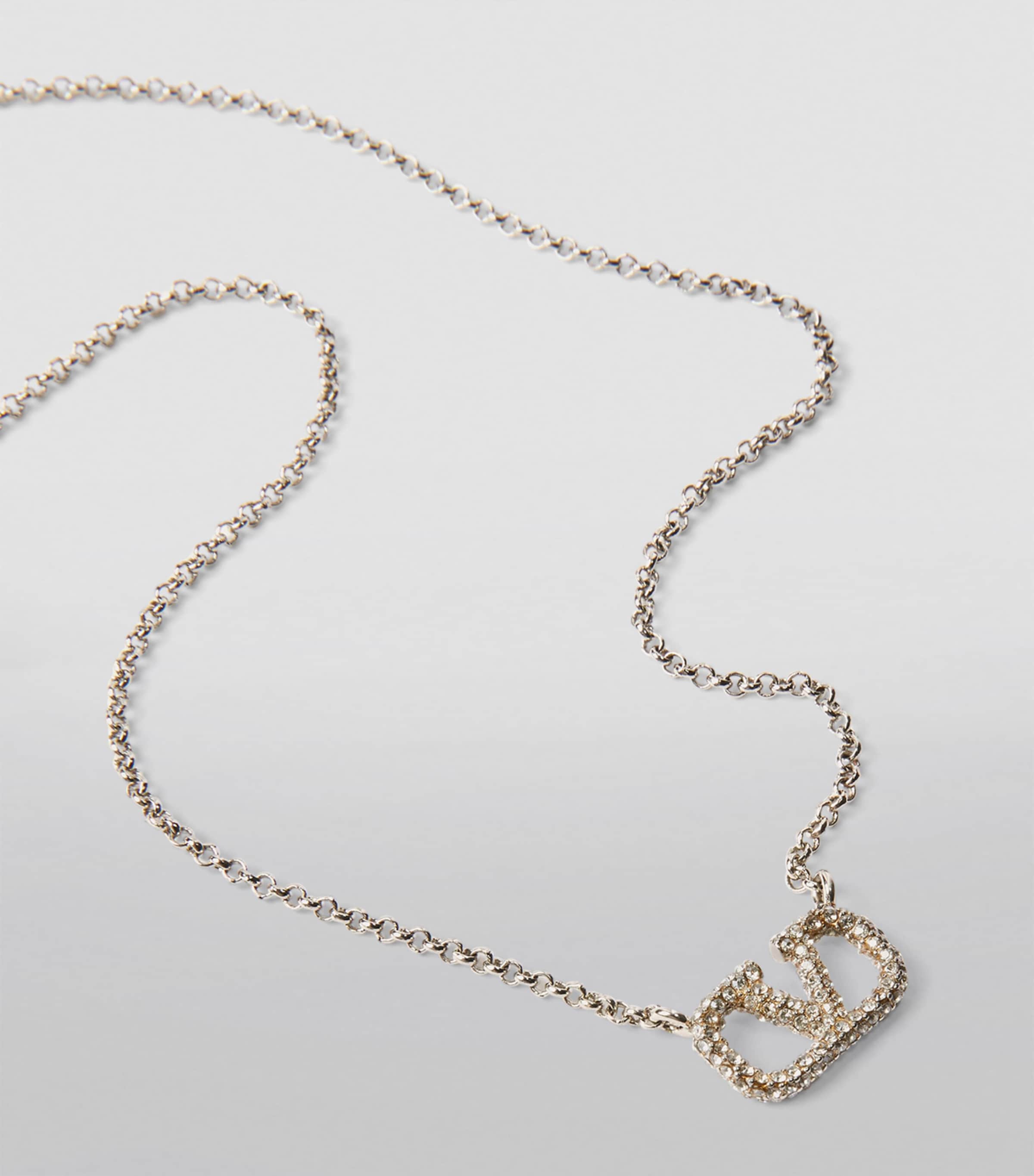 Crystal-Embellished VLogo Necklace 68S Image 4