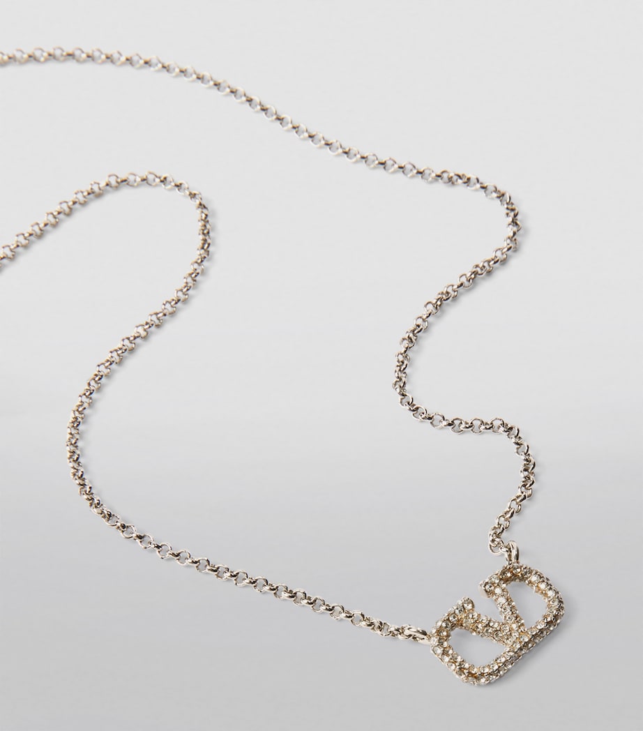 Crystal-Embellished VLogo Necklace 68S Image 4