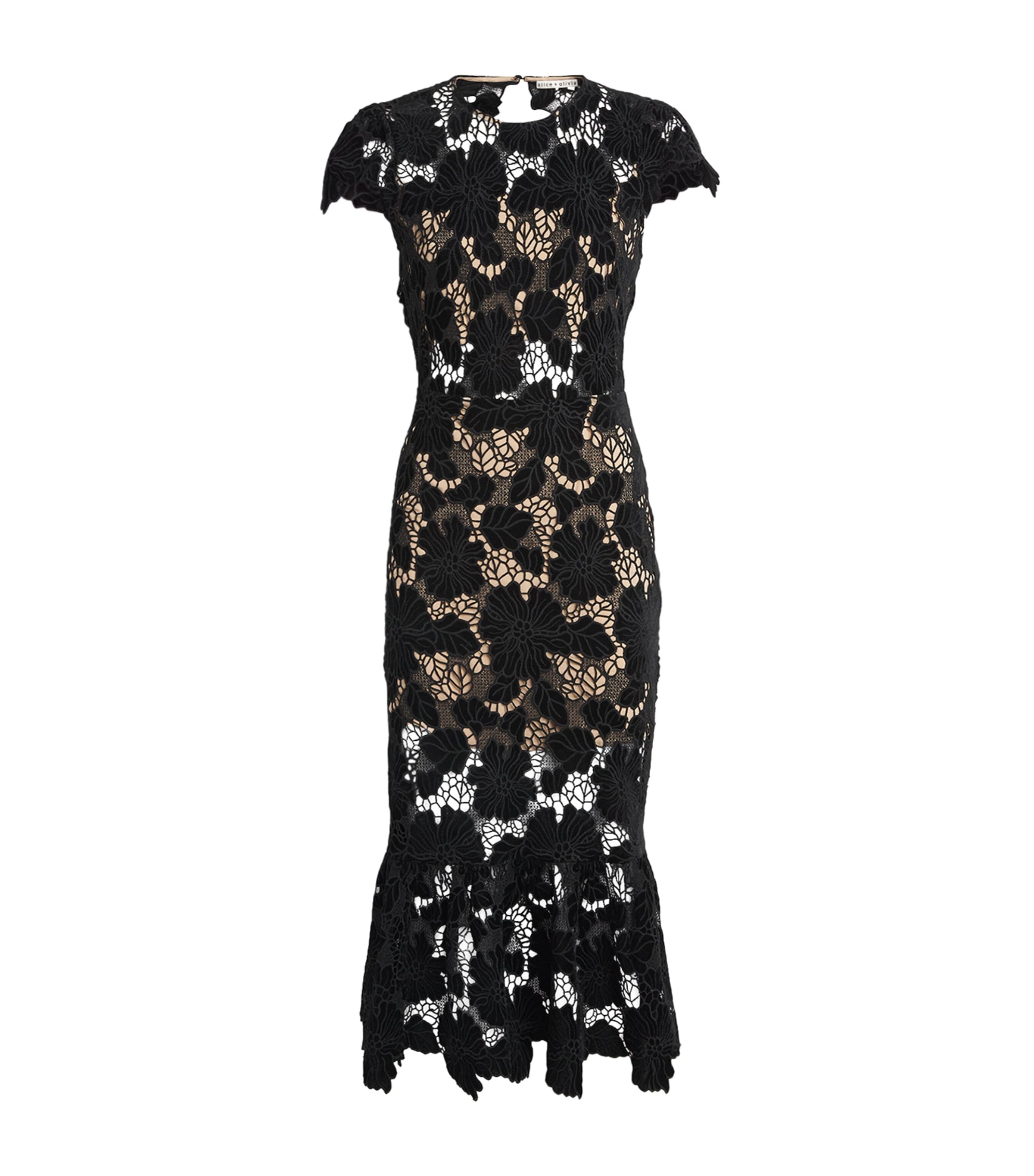 Lace Clover Midi Dress A001 BLACK Image 1