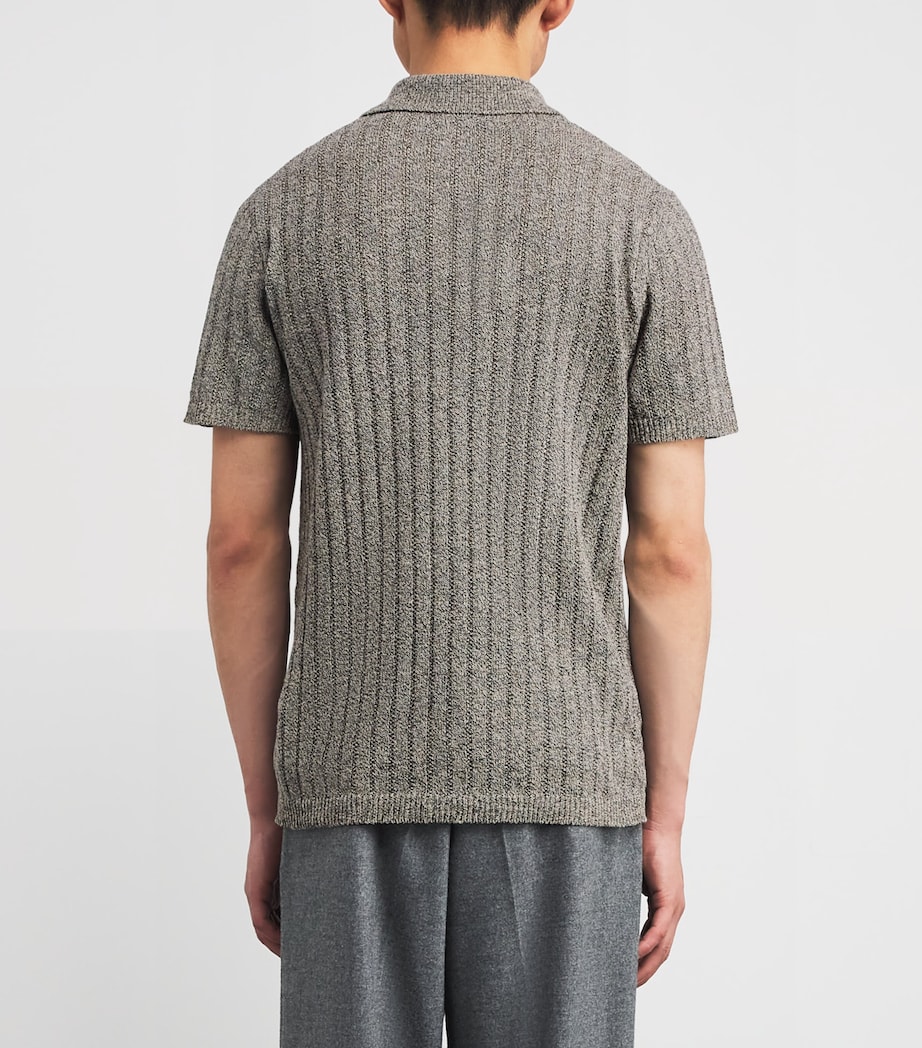 Linen-Cotton Knit Short-Sleeve Shirt 170 NAVY Image 4