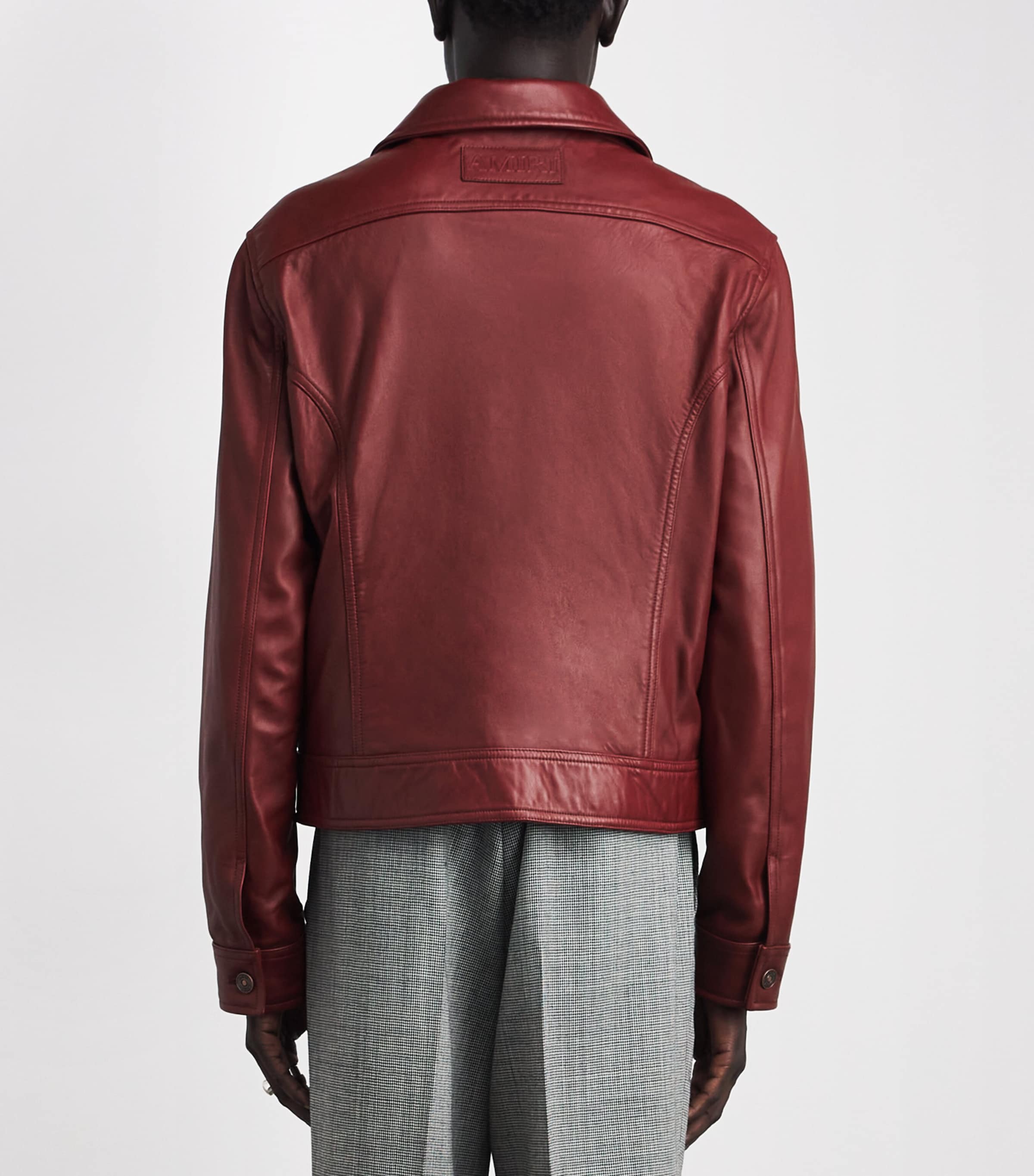 AMIRI Mens Vintage-Cut Leather Jacket Brick Image 5
