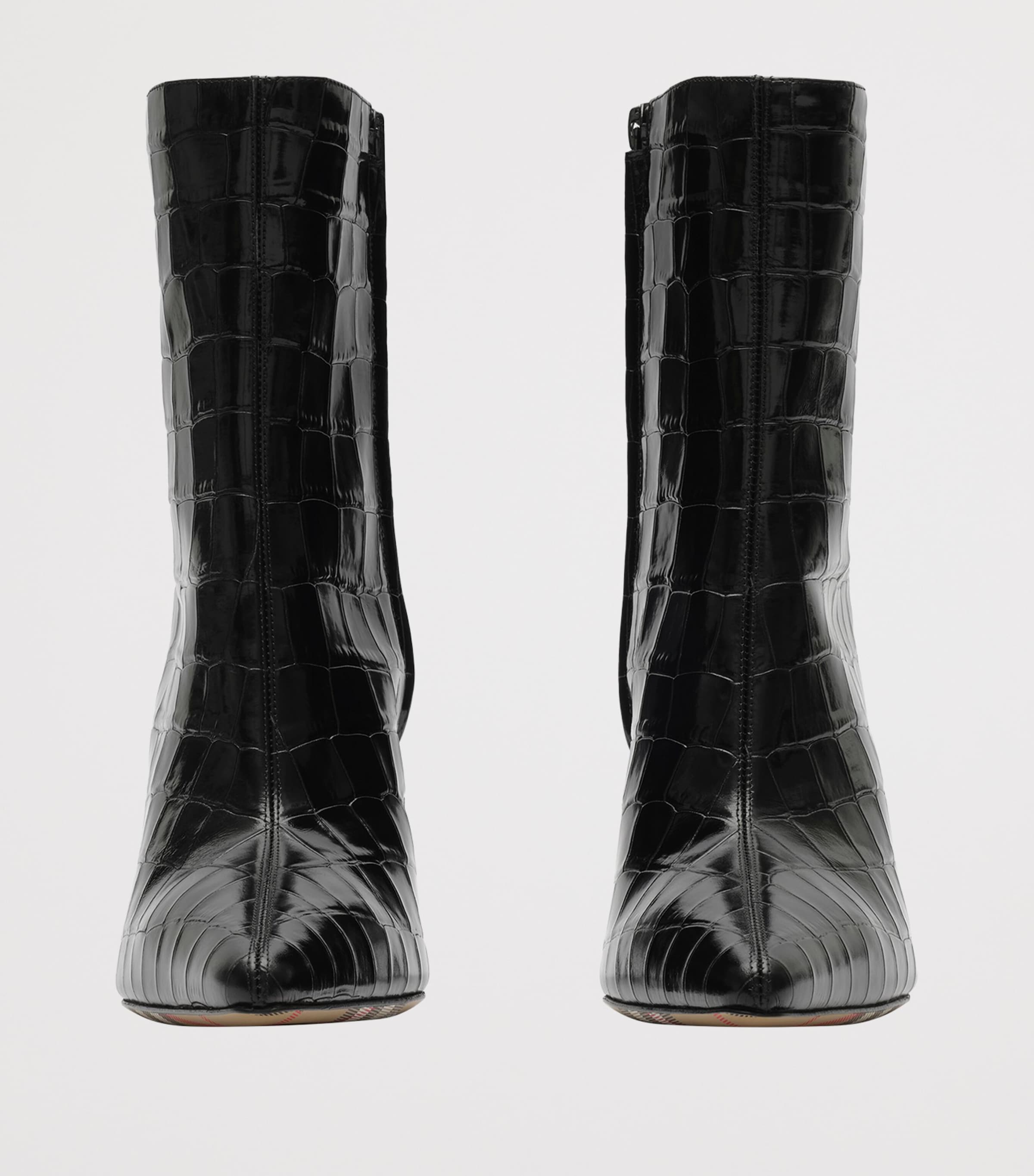 Burberry Croc-Embossed Leather Dame Ankle Boots 90 Black Image 2