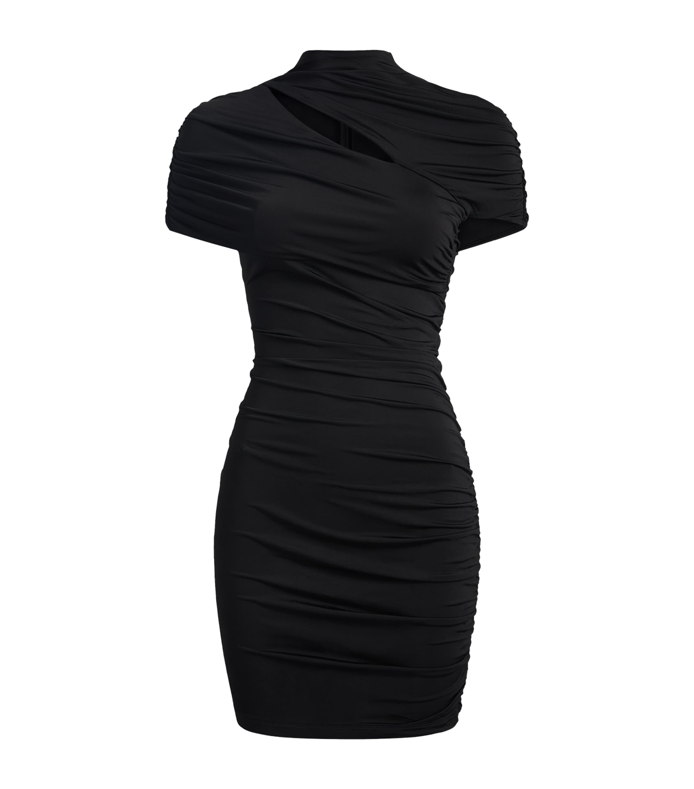 Balmain Womens Jersey Draped Bodycon Mini Dress Black Image 1