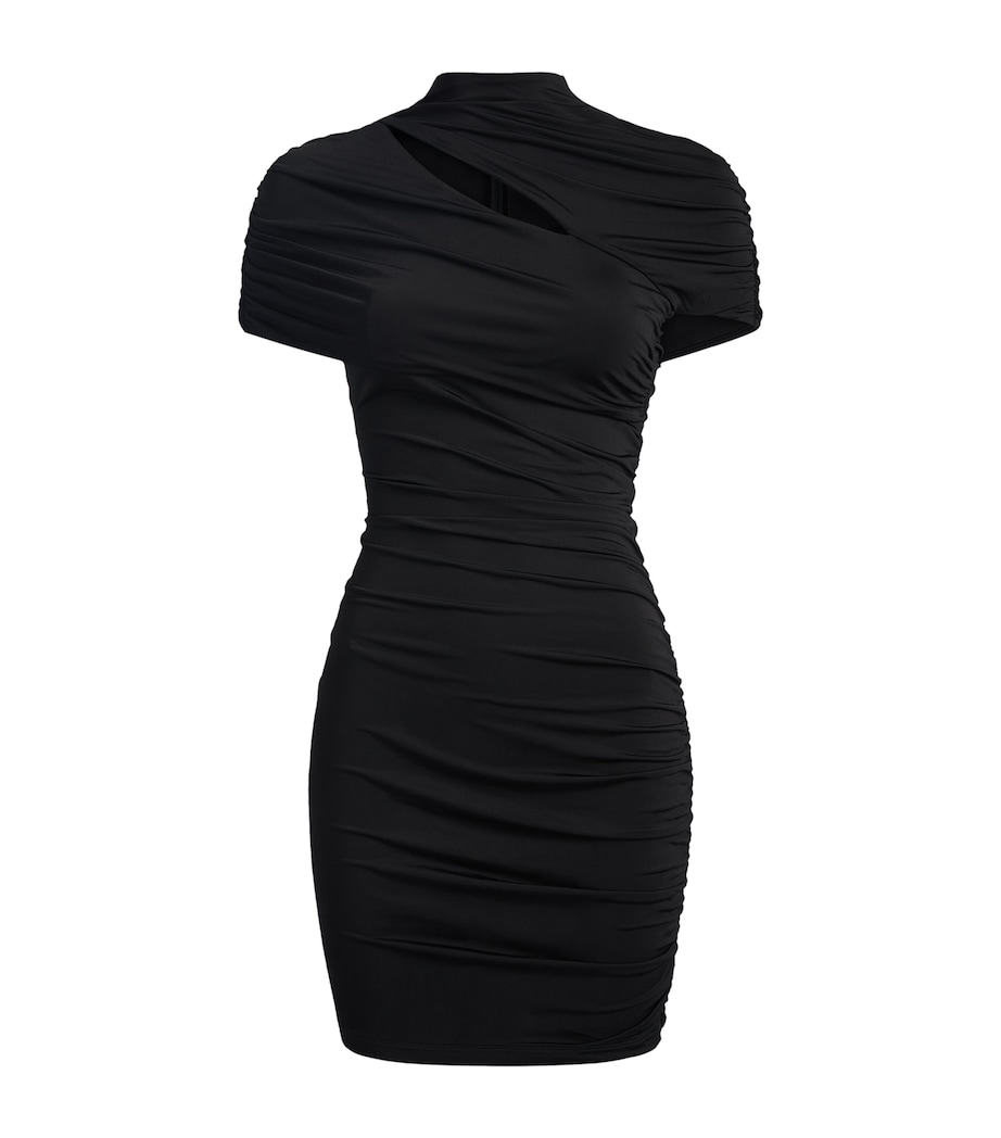 Balmain Womens Jersey Draped Bodycon Mini Dress Black Image 1