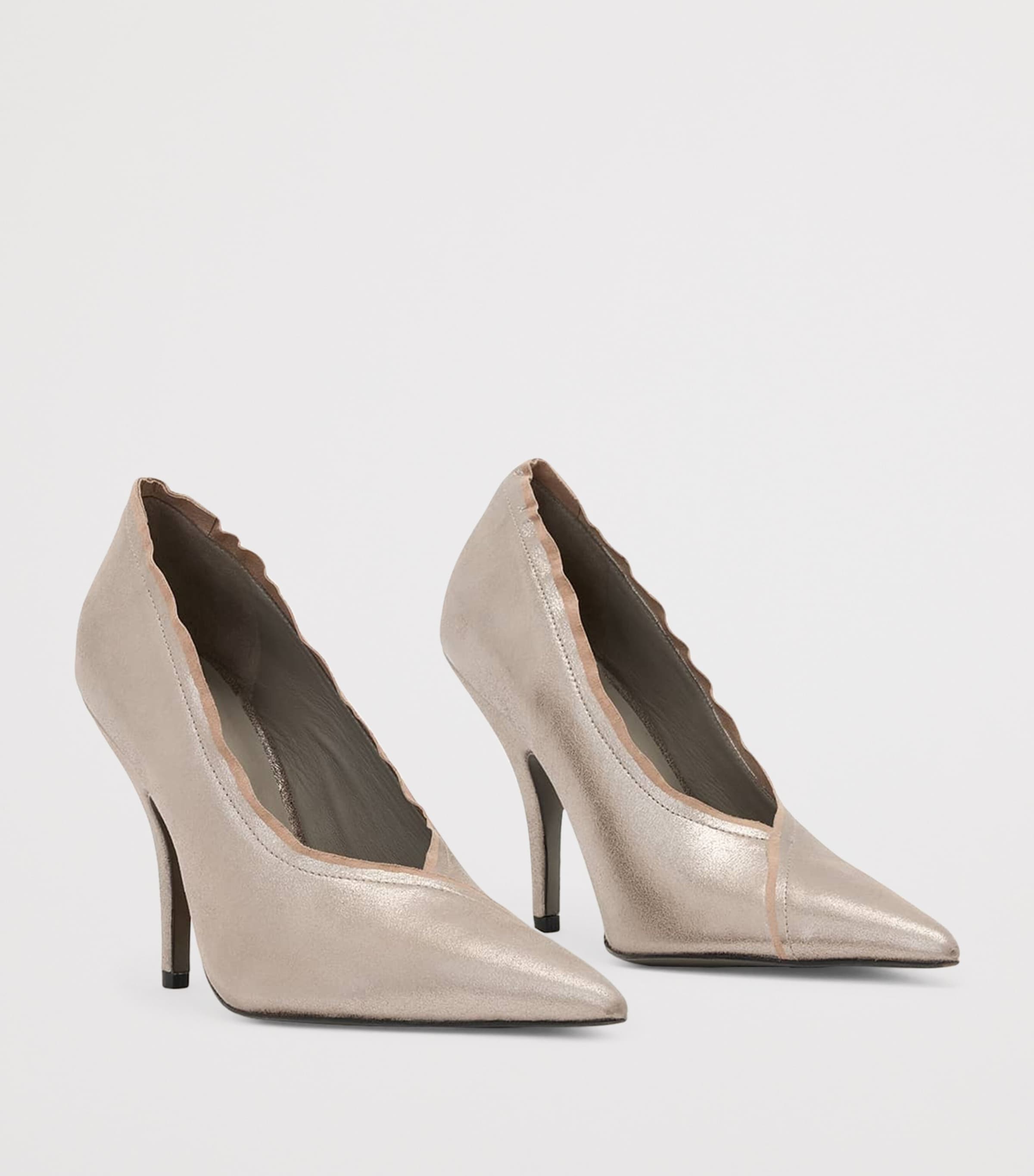 AllSaints Metallic Leather Vera Pumps 100 Silver Image 2