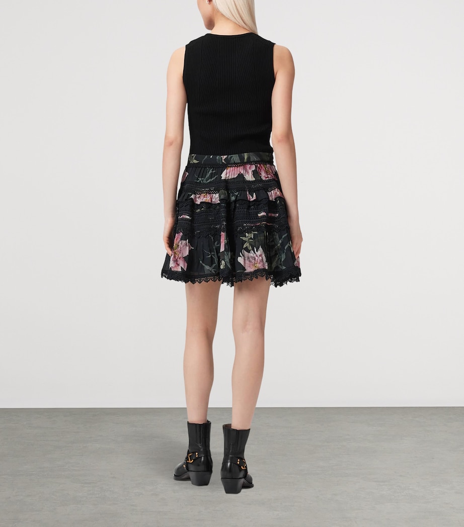 AllSaints Womens Floral Zora Mini Skirt Crystal Black Image 7