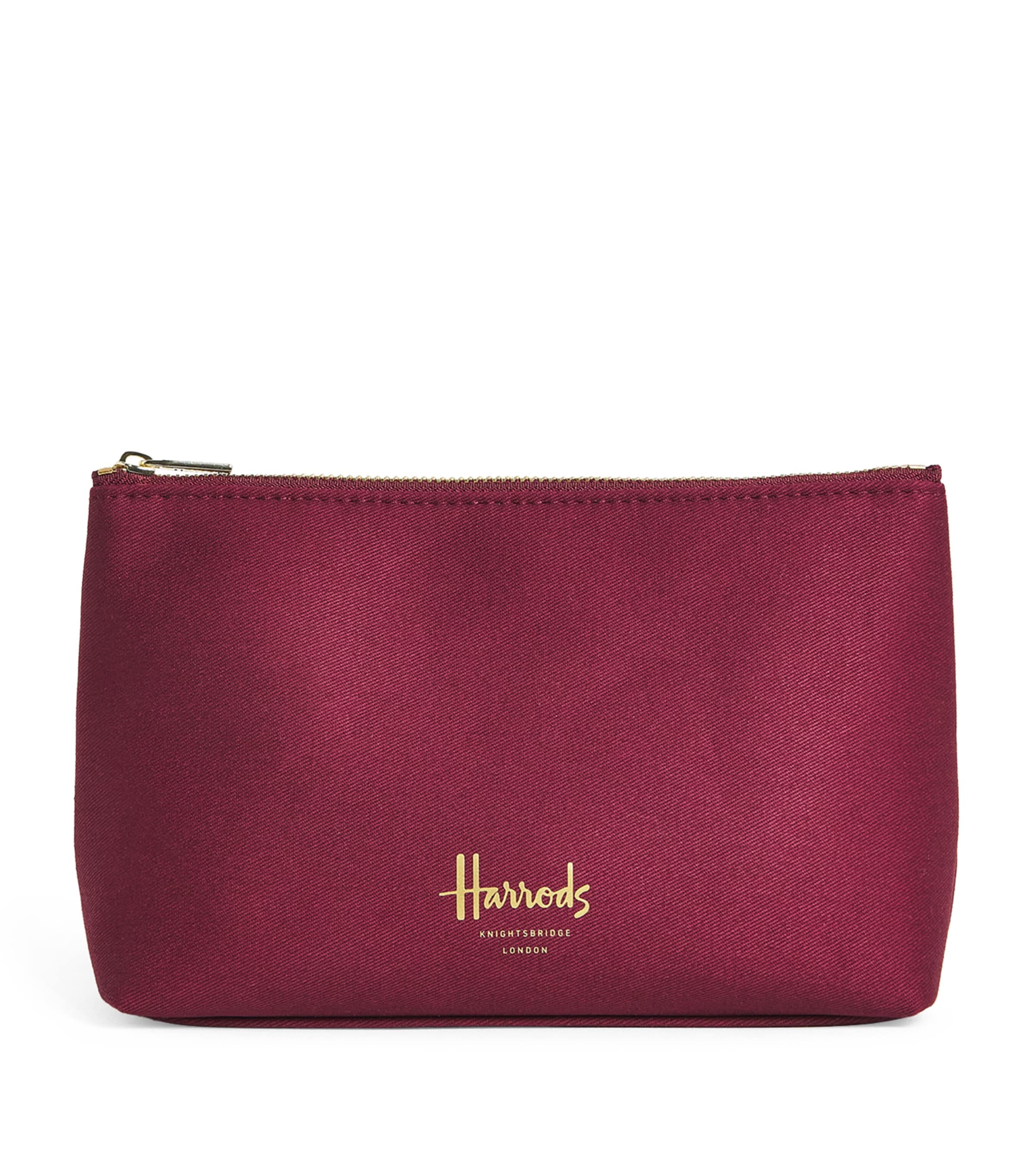 Harrods Small Cotton Logo Cosmetics Bag Burgundy Image 1