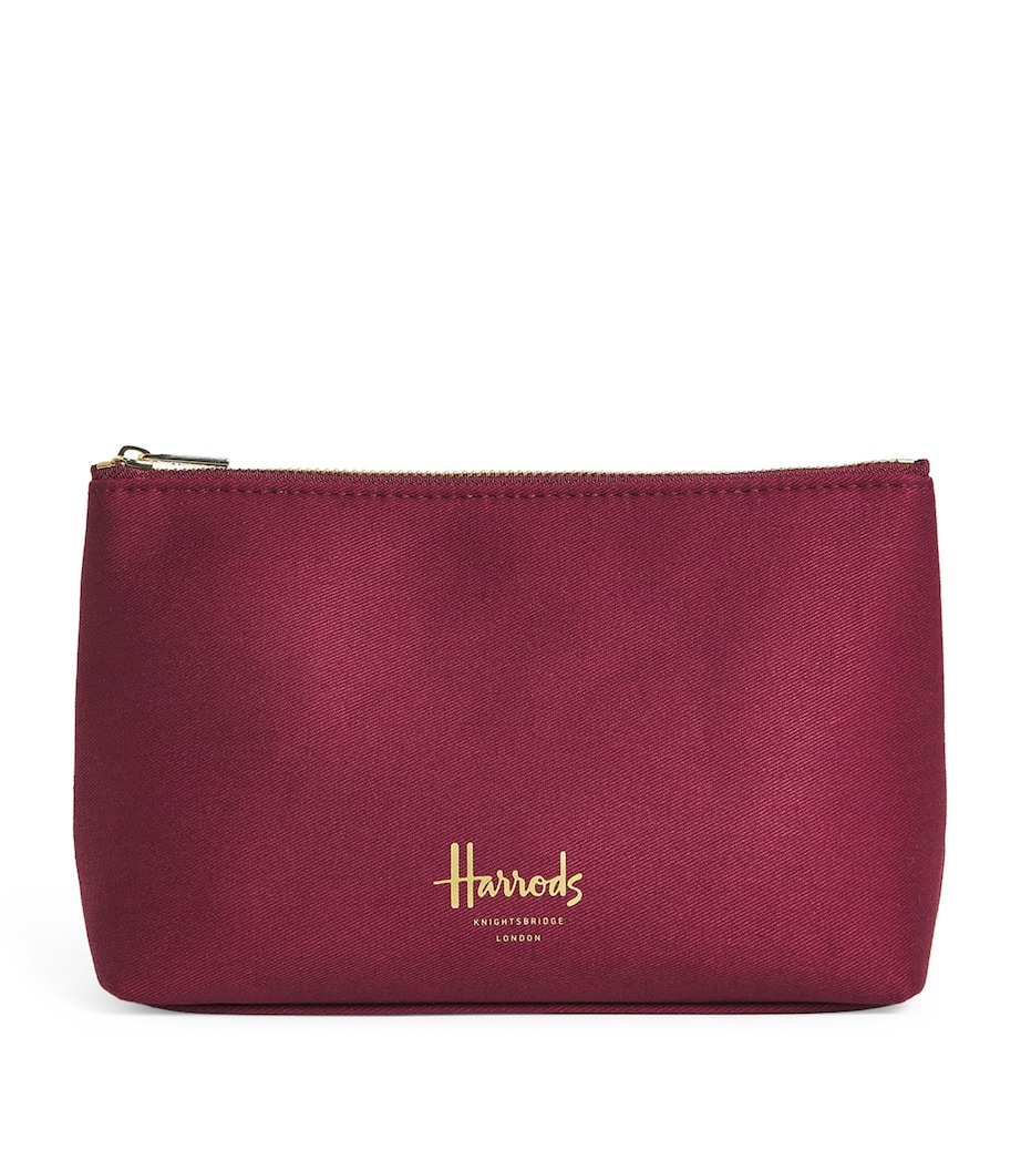 Harrods Small Cotton Logo Cosmetics Bag Burgundy Image 1