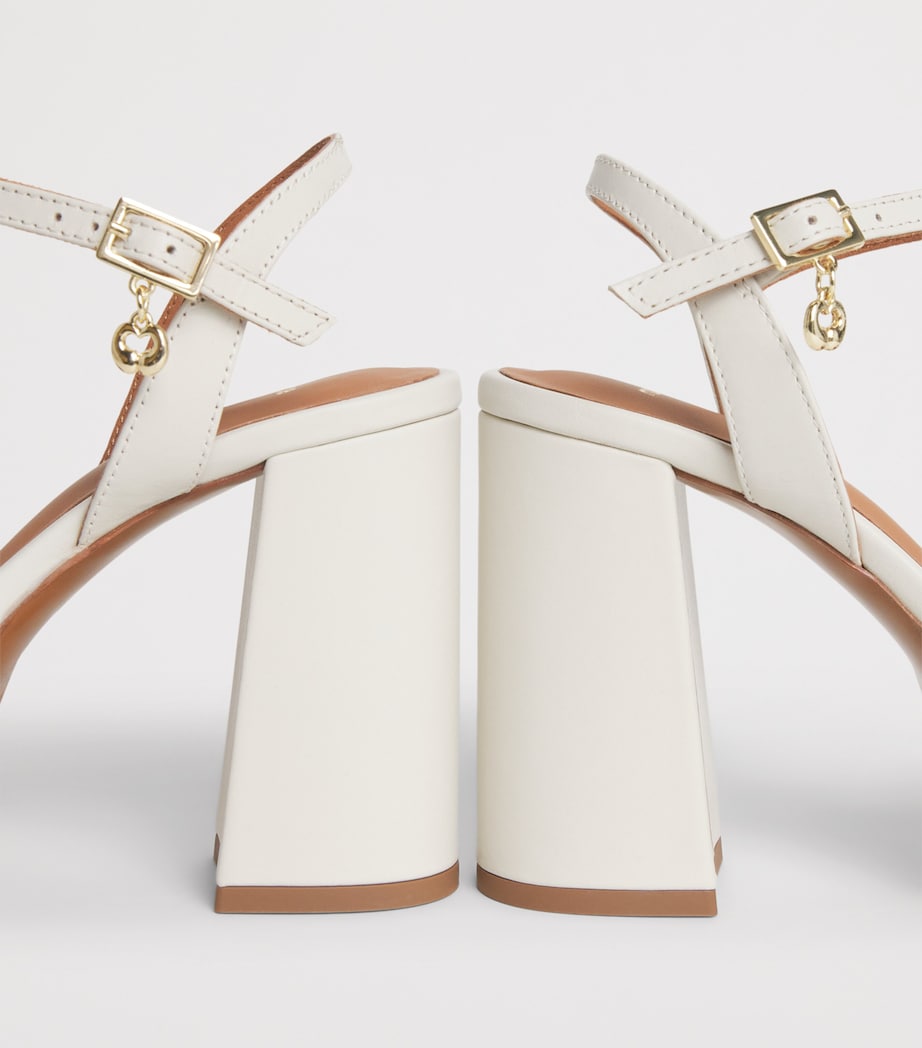 Maje Leather Platform Sandals 100 Ecru Image 6