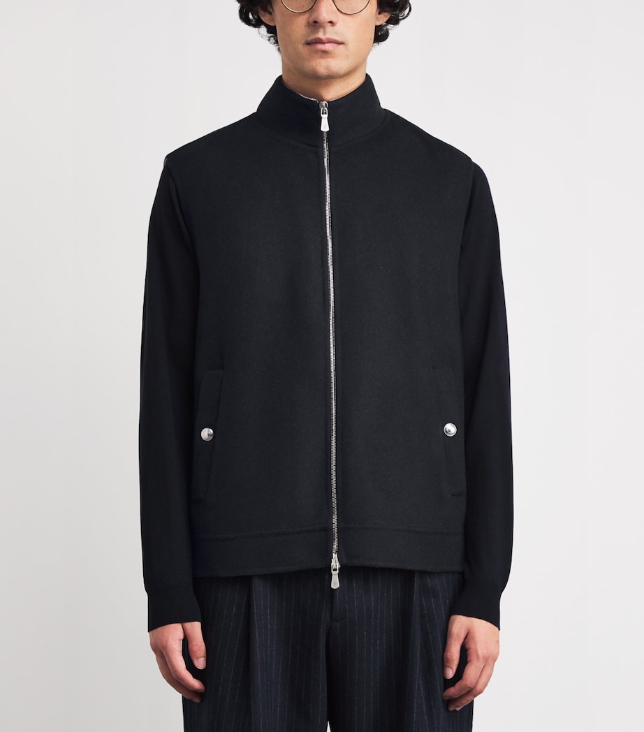 Wool Two-Way Zip Gilet BLU, ZUCCHERO Image 3