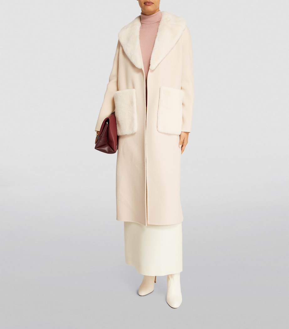 Cashmere-Wool Fox Fur-Trim Coat A2154 Image 2
