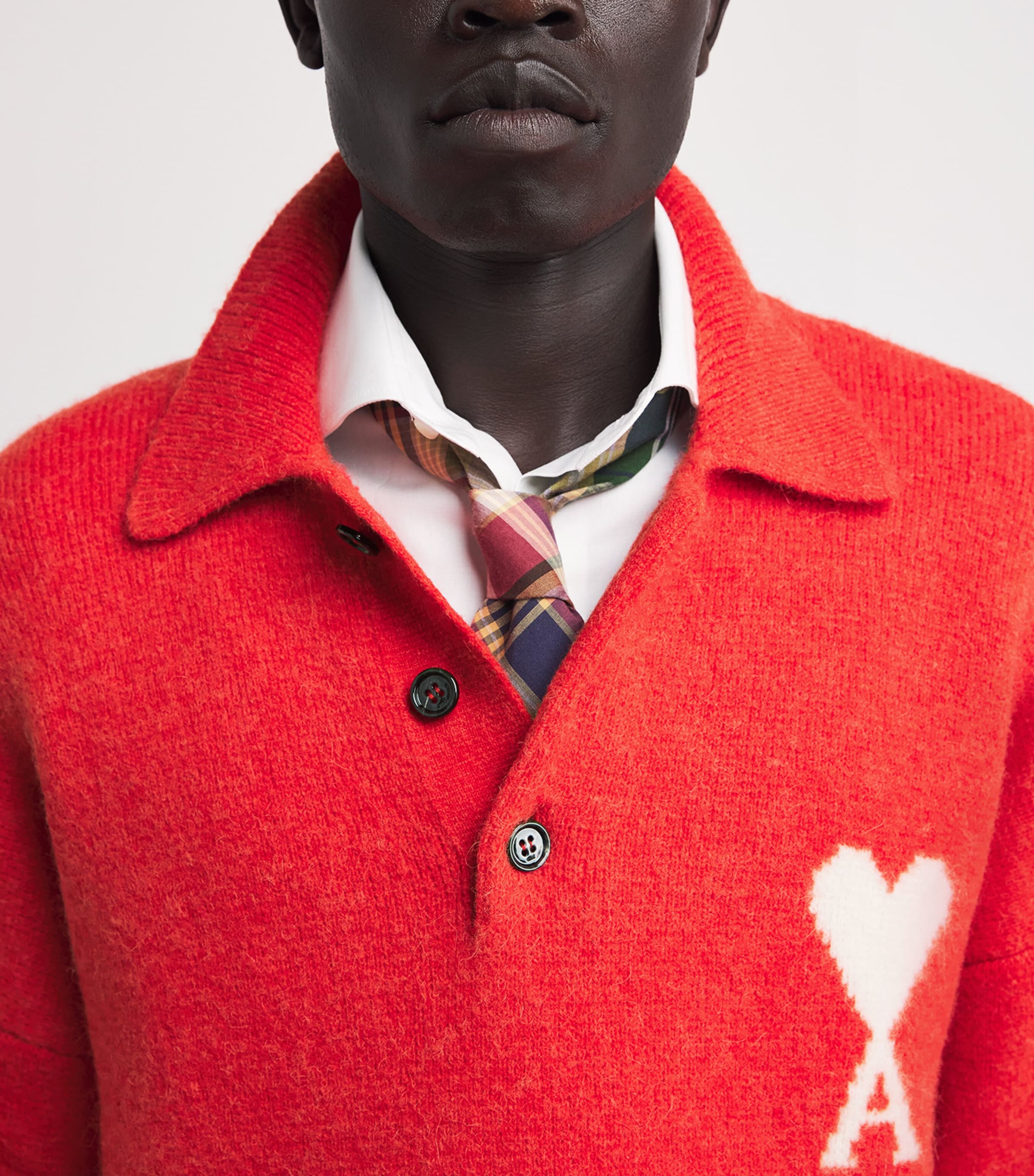 AMI Paris Red Alpaca-Blend Ami de Coeur Polo Sweater | Harrods US